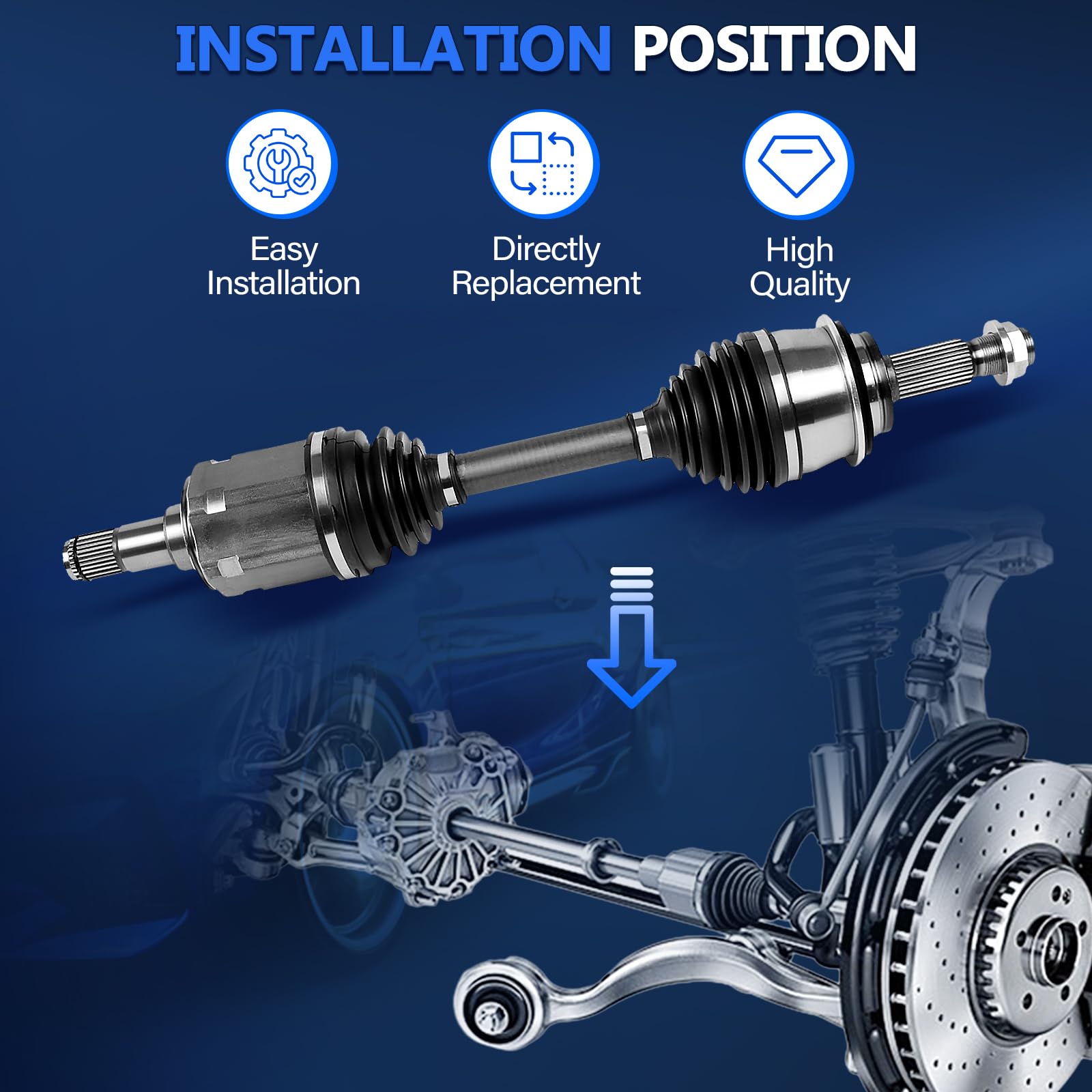 Maxfavor CV Axle FWD Front 2-Piece Set for Nissan Altima 2013-2018, 2.5L Auto Trans, Durable Neoprene & Steel Construction
