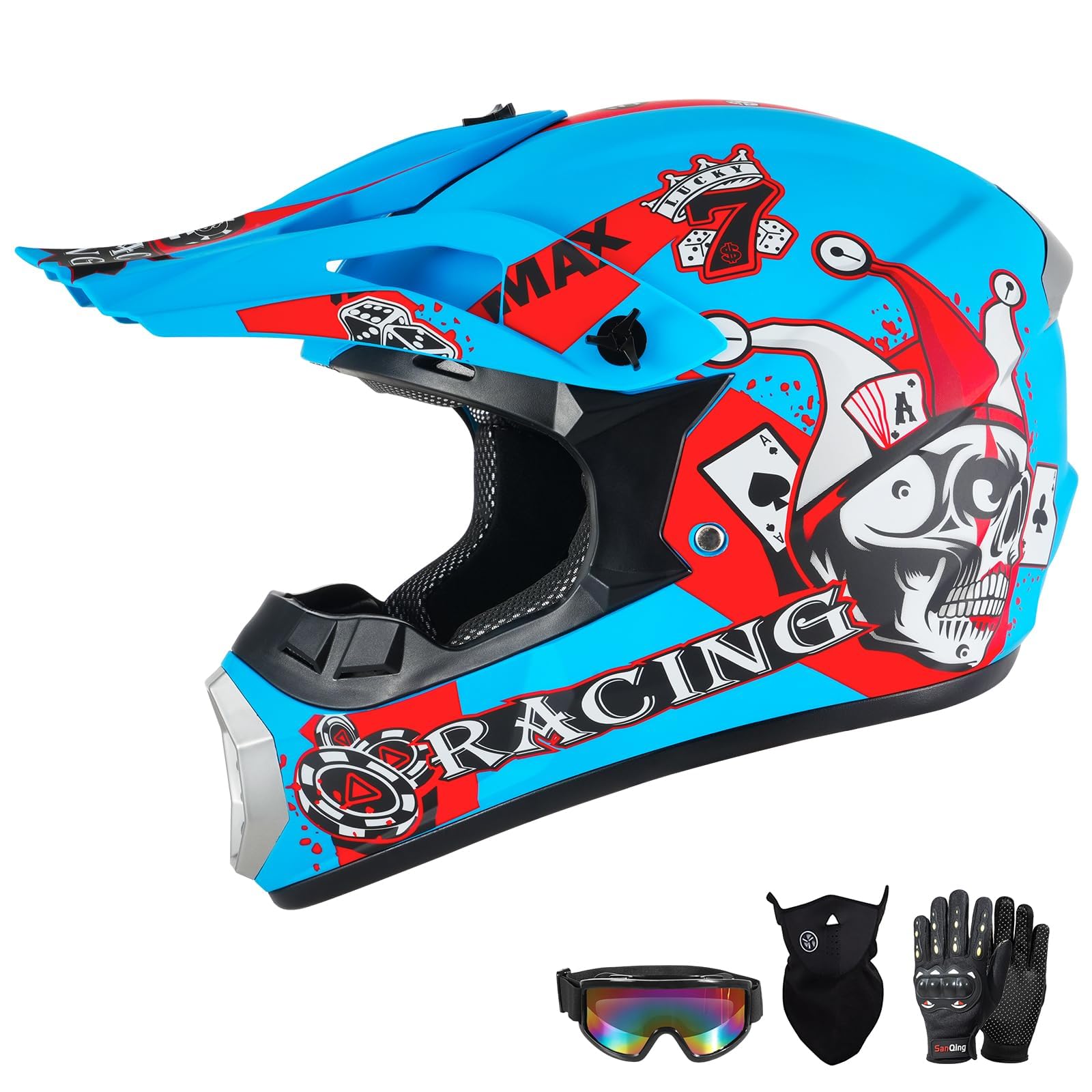 SPARK DOT Youth Motocross Helmet Kids Dirt Bike Helmets - Full Face, Lightweight & Breathable for Off-Road E-Bike BMX MX ATV (wi