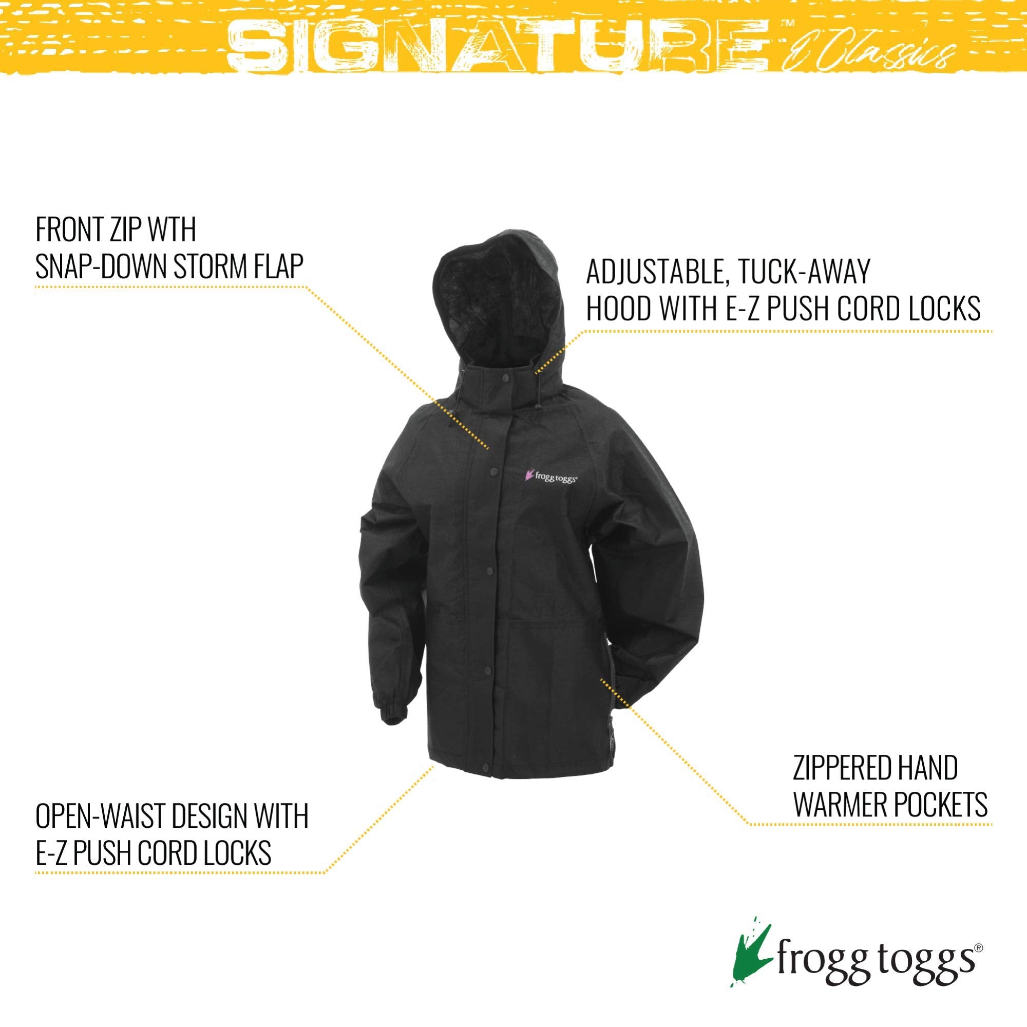 Frogg Toggs Women'S Standard Classic Pro Action Waterproof Rain Jacket, Black, Xx-Lagre