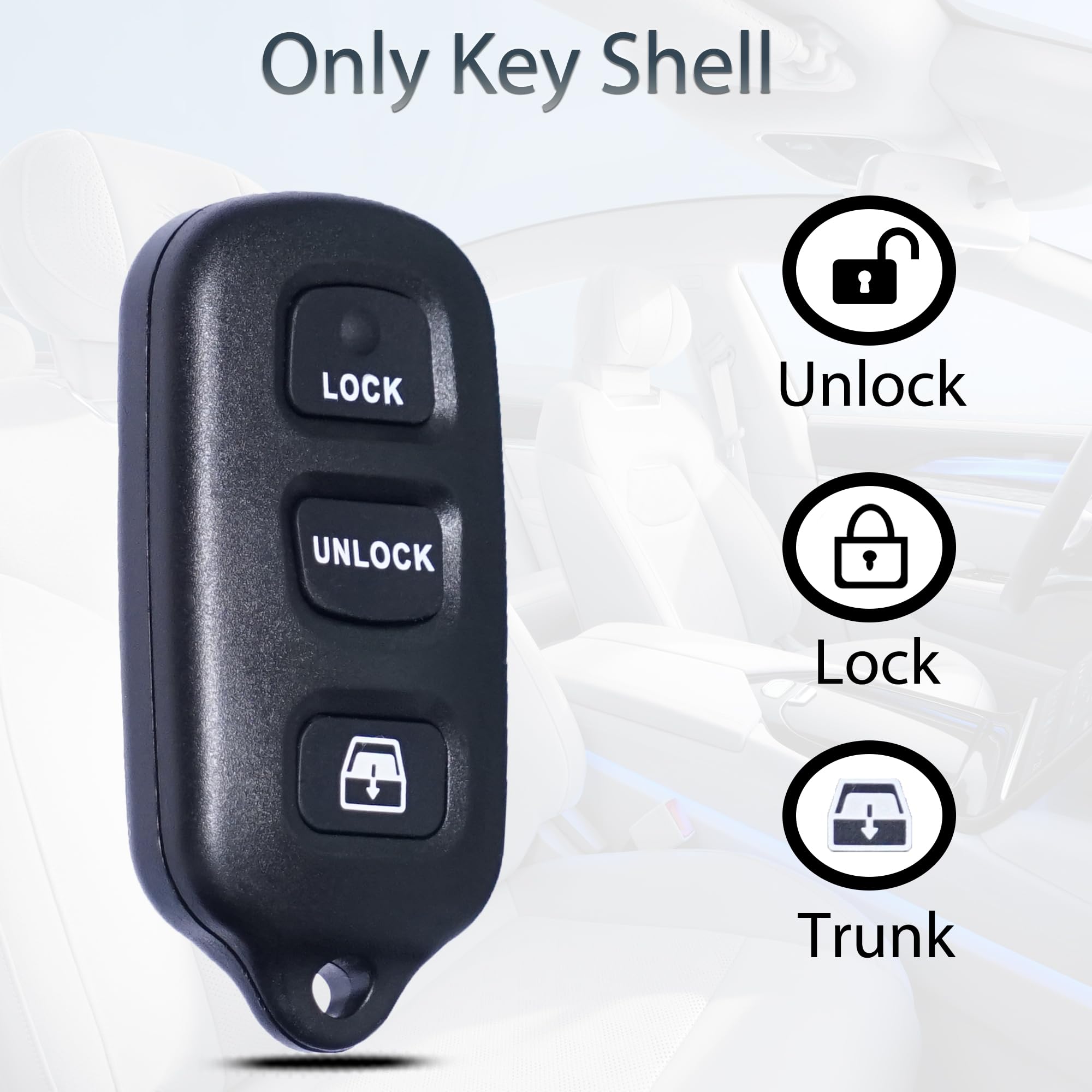 SUPALAND Black Key Fob Shell Case Replacement for Toyota 4Runner Sequoia 1999-2009, 3+1 Button Pad Cover, Keyless Entry Remote Control