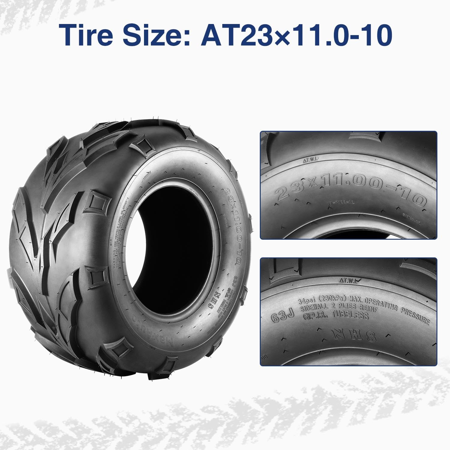 Maxauto 23X11-10 Sport Atv Tires 23X11X10 Quad Tires,6 Pr Tubeless All Terrain Utv Tire, 2 Pack