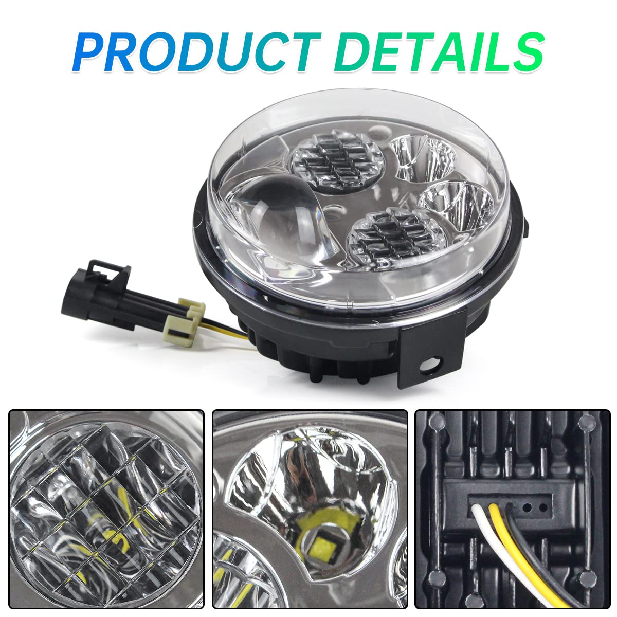 CPOWACE LED Headlight Assembly for Kawasaki Teryx/Teryx4/Brute Force, Chrome, 12V, 4.5 Inch High/Low Beam, Pair