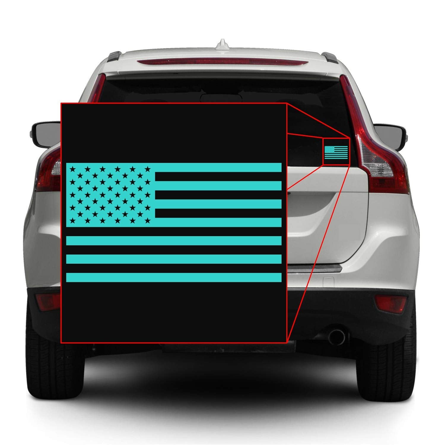 American Us Flag [Pick Color/Size] Vinyl Decal Sticker For Laptop/Car/Truck/Window/Bumper (7.5In X 4.2In [3-Pack], Matte Tiffany