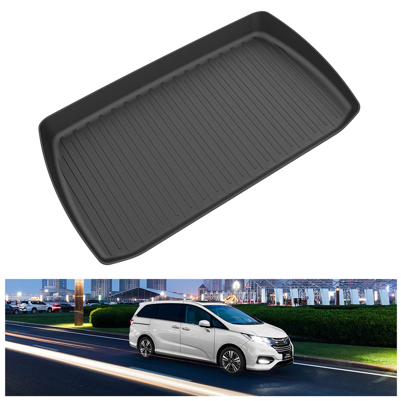 Kiwi Master Cargo Trunk Mat Behind 3Rd Row Compatible For 2018-2024 Honda Odyssey All Weather Trunk Liner Tpe Slush Mats Black
