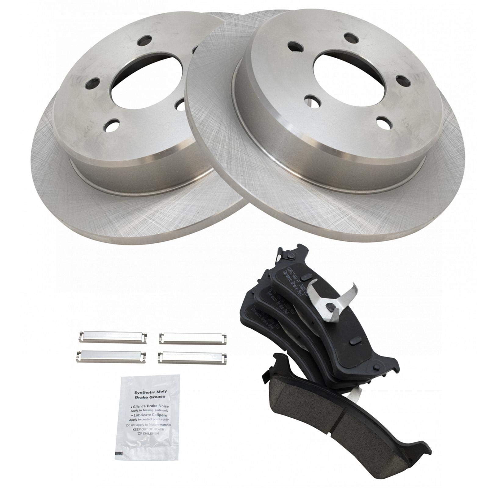 TRQ Rear Brake Pad & Rotor Kit Brake Pads Brake Rotor Ceramic Compatible with 1995-2001 Ford Explorer 2002 Explorer Sport 1998-2