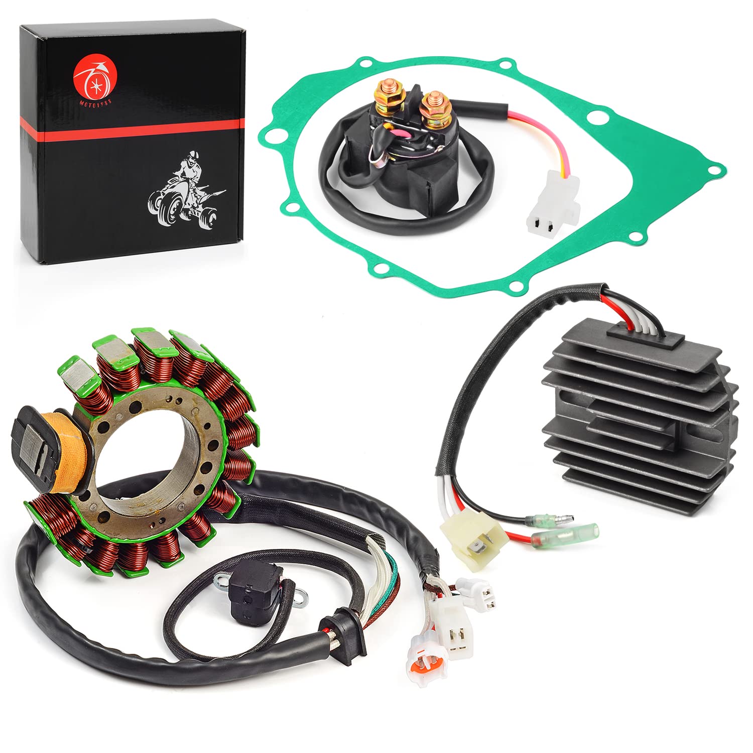 Stator & Regulator Relay With Gasket For Yamaha Warrior 350 Yfm350 1996 1997 1998 1999 2000 2001 3Hn-85510-10-00 3Gd-15451-00-00
