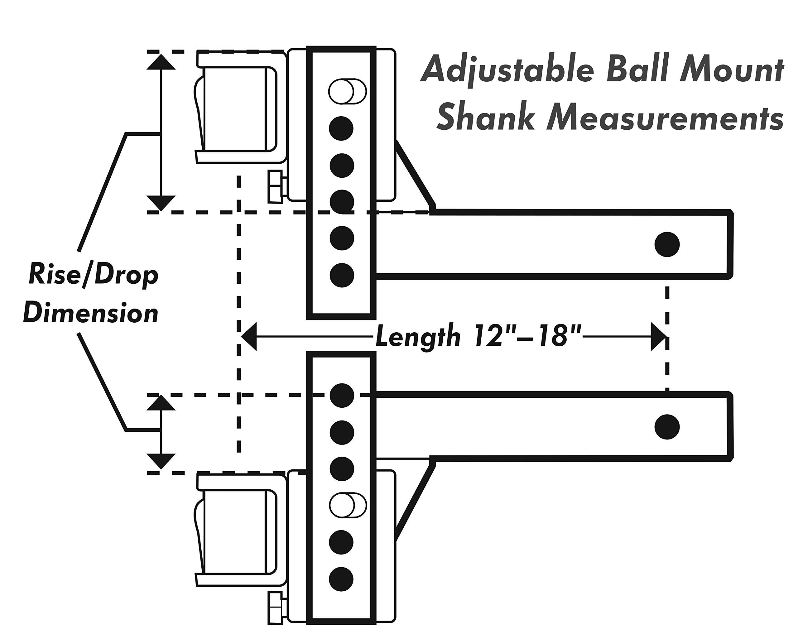 Eaz-Lift Ball Mount Shank | Features An Adjustable Design, Powder-Coated Finish, And Fits A 2-Inch X 2-Inch Receiver (48132)