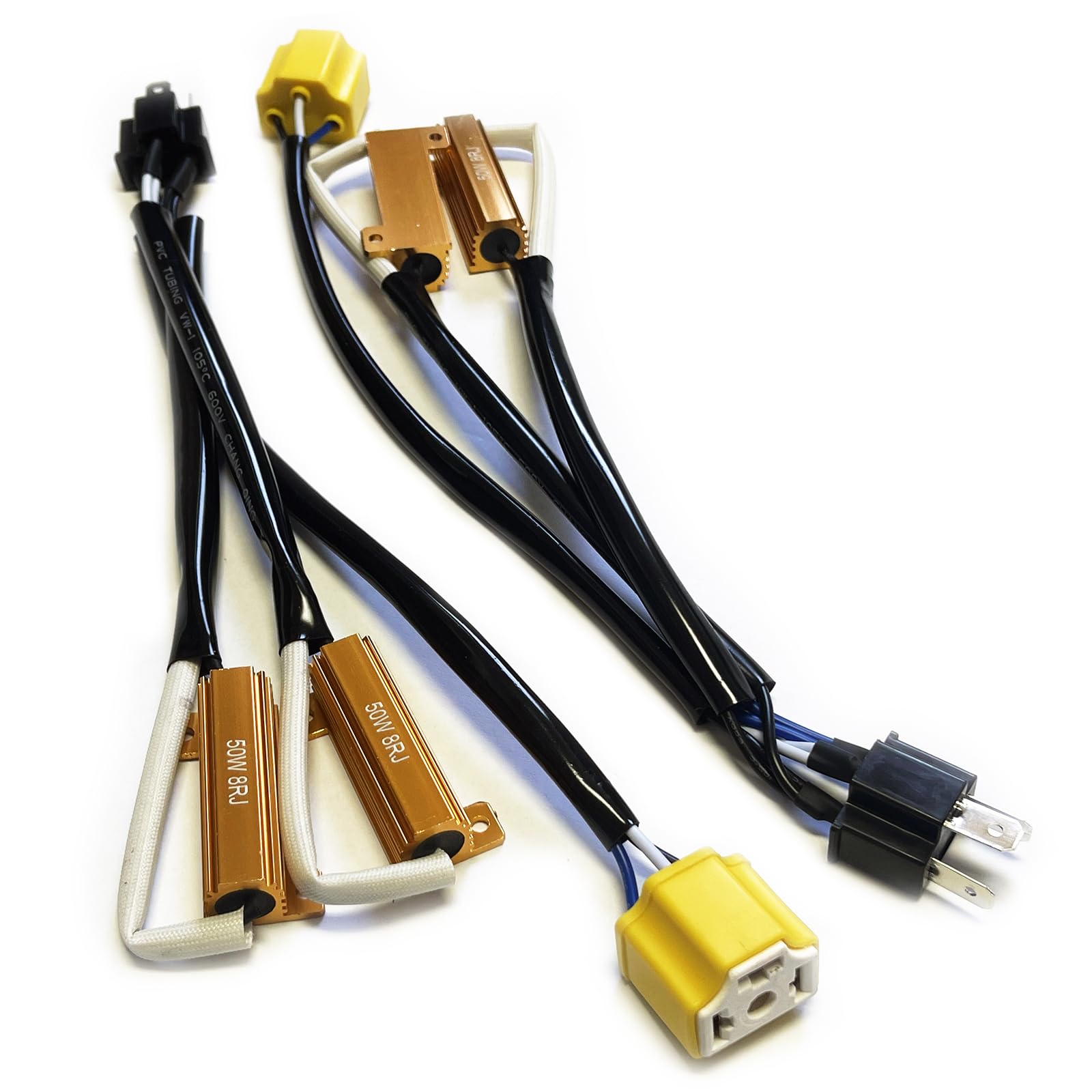 O-Nex H4 9003 Led Load Resistor Kit 50W 8Ohm Headlight Bulb Relay Harness Adapter Anti Flicker Error Decoder Warning Canceller