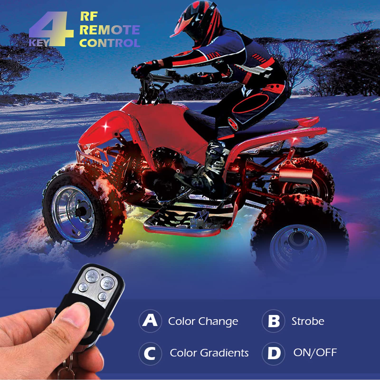 Shinight 4 Pcs 47 Inch Extension Cords For Use With 5050 Led Smd Rgb Neon Accent Kits For Led Motorcycle Atv Car Light Multi-Col