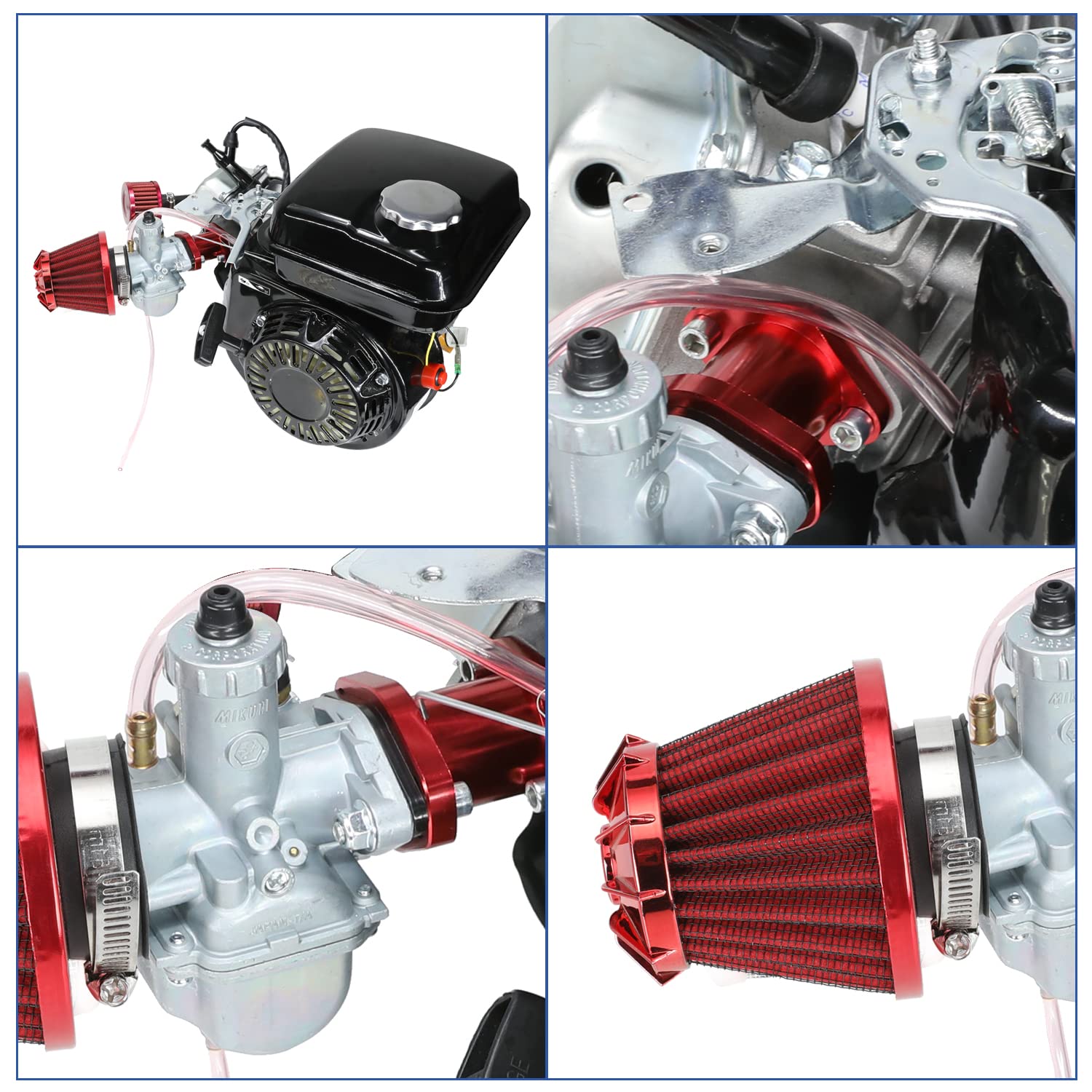 YOXUFA VM22 Carburetor Intake Pipe Kit for Predator 212cc Engine, Metal, A-Red, Model HYQ01-212, Go Kart Performance Parts