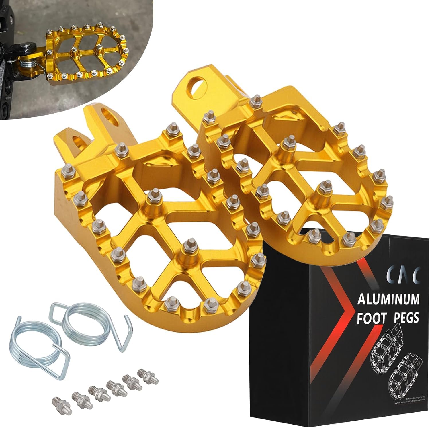 JFG RACING Dirt Bike Foot Pegs with Springs,7075 Aluminum CNC Footpegs Pedals Rests for Surron Light Bee X and S/E Ride Pro SS/C