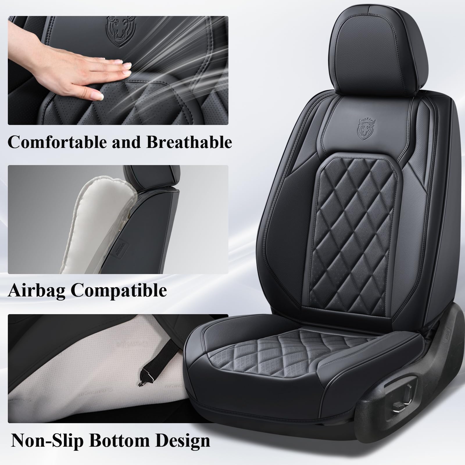 Coverado Car Seat Covers, Front Seat Cover, 2 Pack Waterproof Seat Covers For Cars, Luxury Faux Leather Car Seat Cushions, Car S