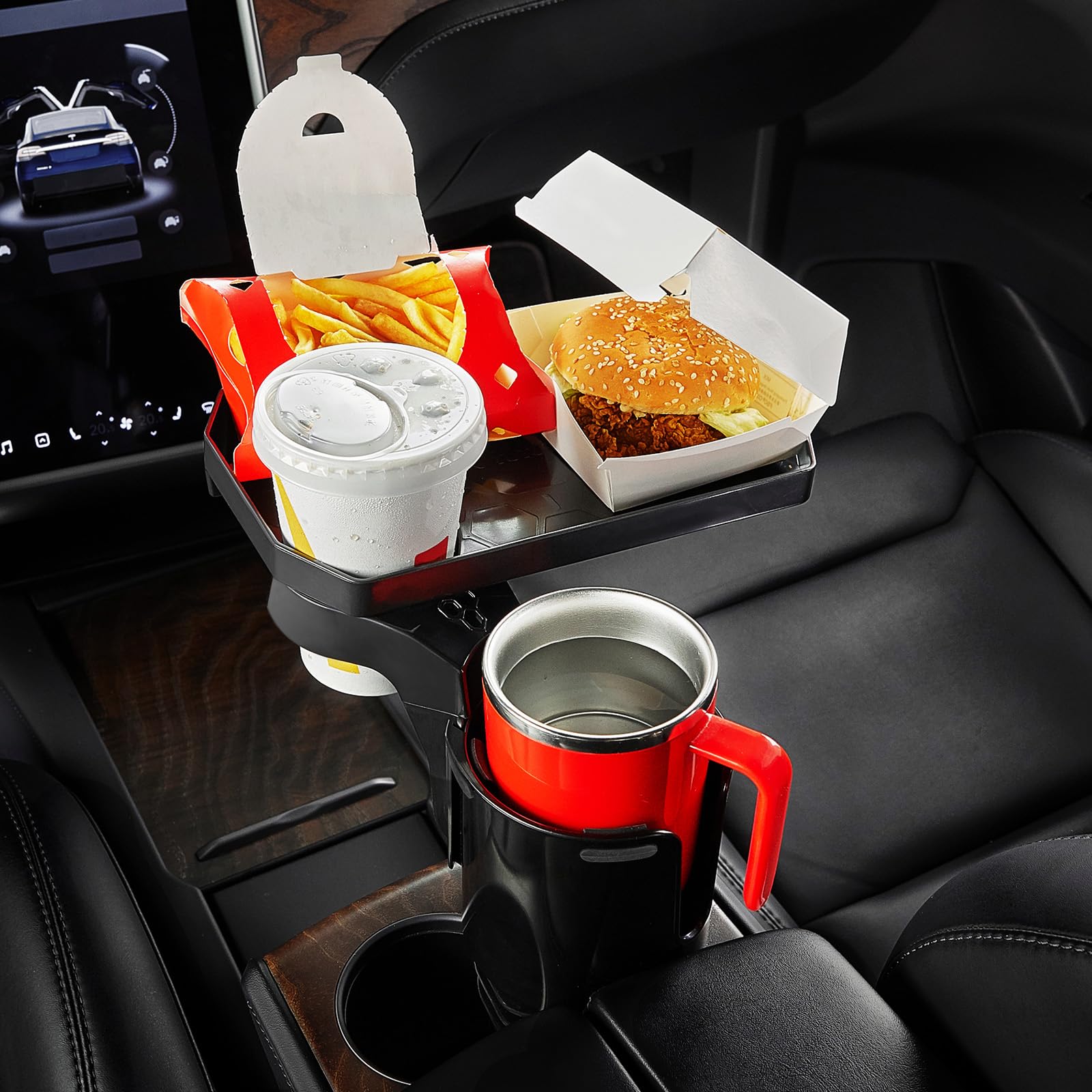 JOYTUTUS Car Cup Holder Expander with 360° Rotation, Fits 18-40 oz Cups, Black, Model: トレイ付き ブラック