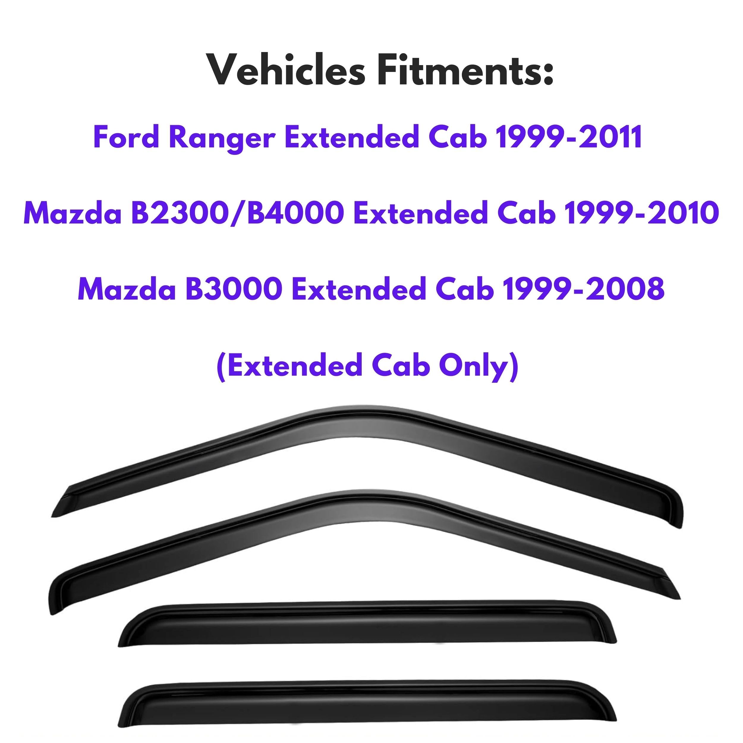 KPY Window Visor Compatible with Ford Ranger 1999-2011 & Mazda B2300/B4000 1999-2010 & Mazda B3000 1999-2008, Rain Guard Vent De
