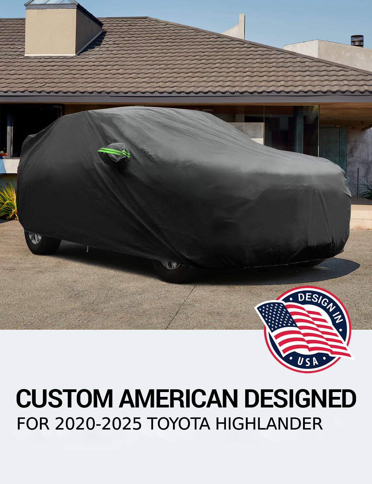 Proadsy 2025 Upgrade Car Cover For Toyota Highlander 2020-2024 2025, Waterproof All Weather, Windproof Snowproof Rain Hail Sun U