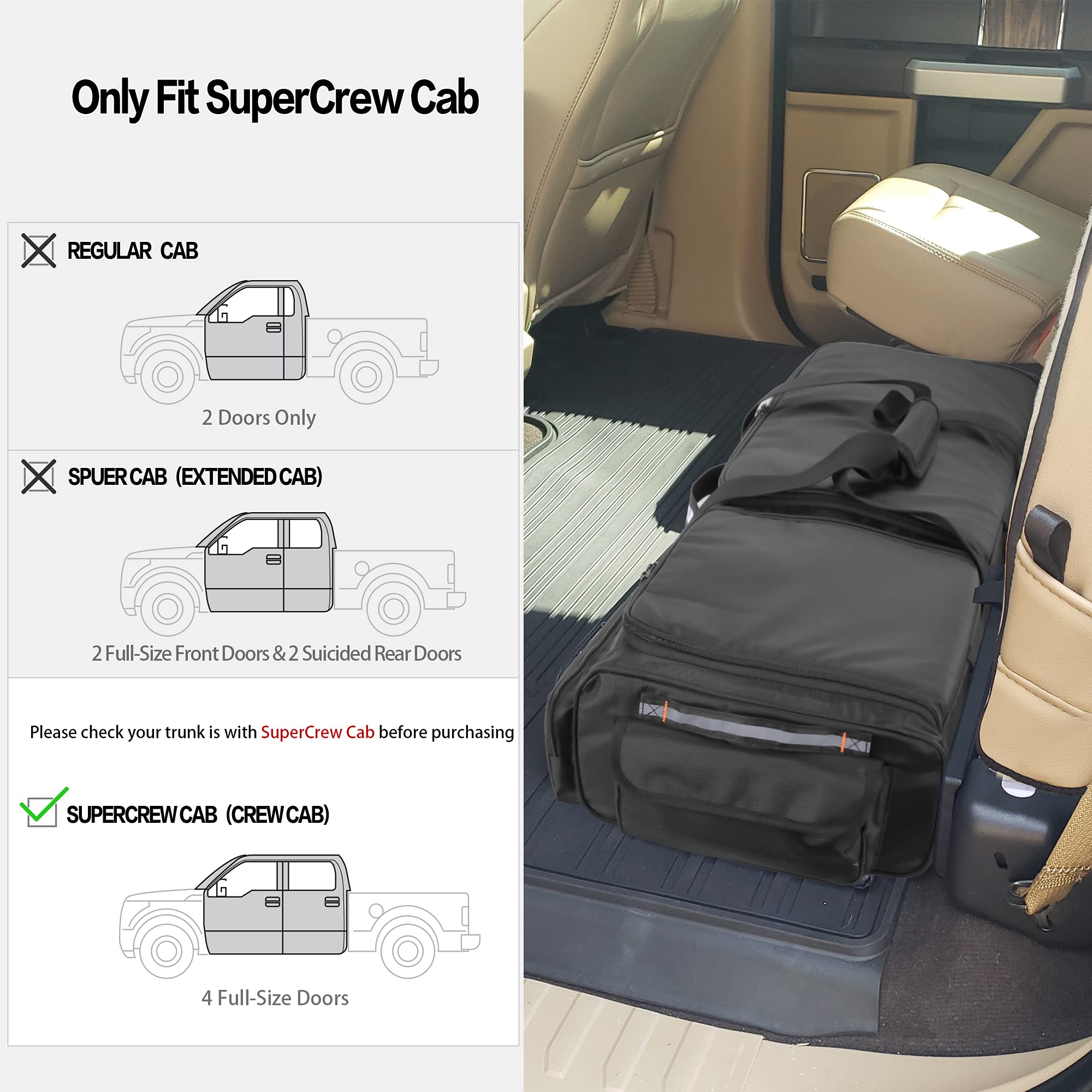 samdew Under Seat Storage Bag - Double-Compartment Organizer for Truck, Large Size, Patented Design, Ideal for SuperCrew & Crew Cab