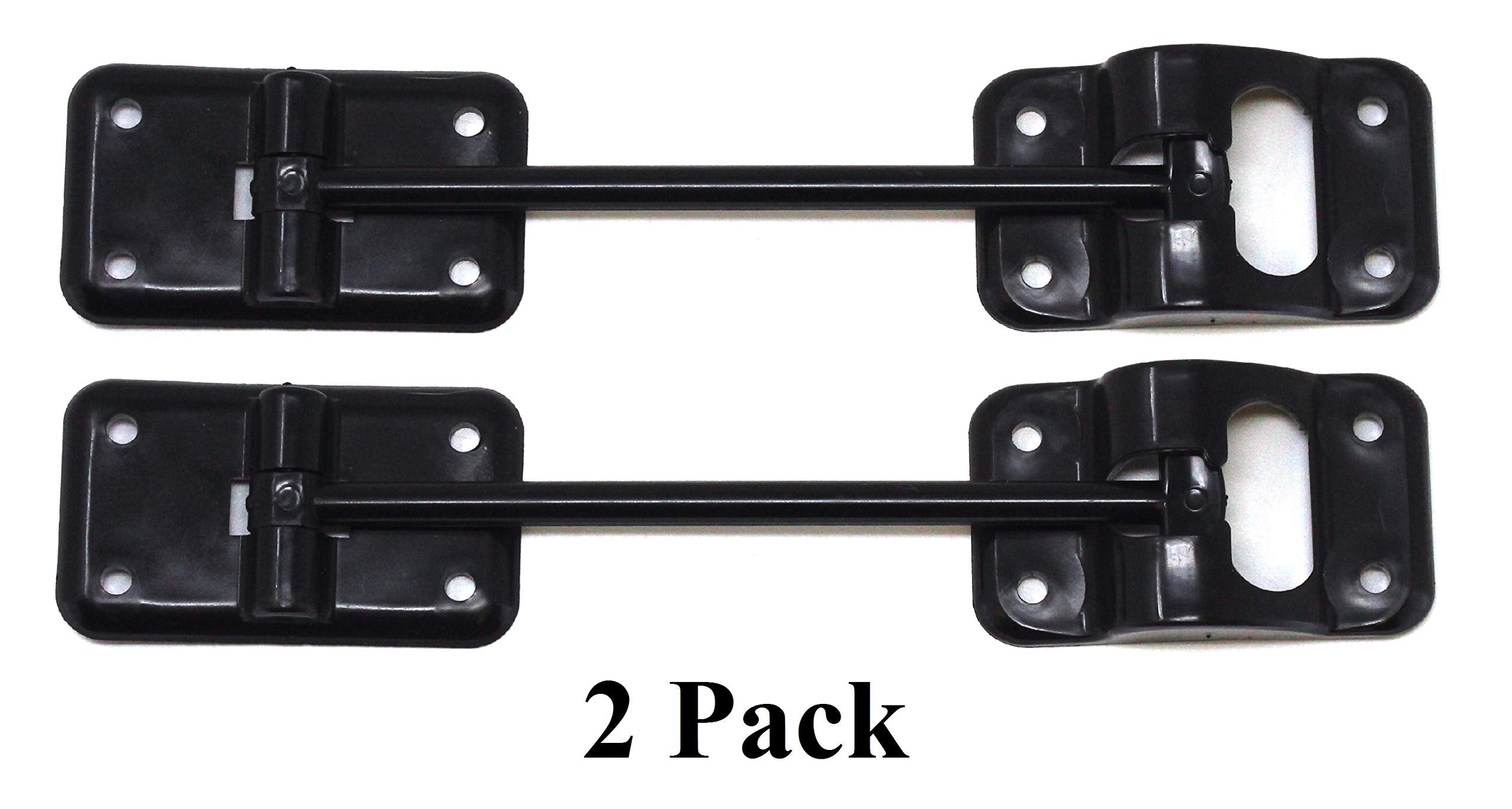 JSP Manufacturing 6” Black Plastic T-Style Entry Door Catch Latch for RV Camper Trailer Cargo Hatch Assembly Kit (2)