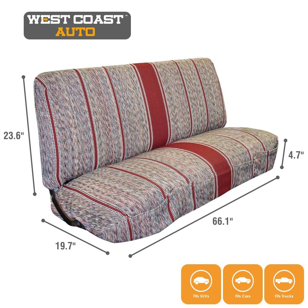 West Coast Auto Red Universal Baja Saddle Blanket Full Size Seat Cover for Ford, Chevrolet, Dodge Pickup Trucks