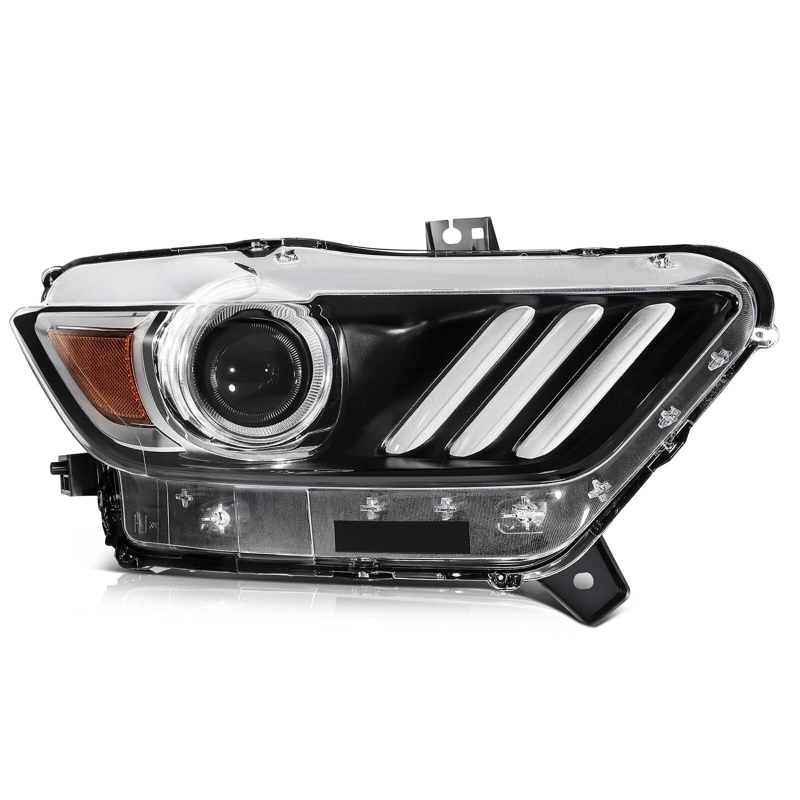LBRST Headlight Fit 2015-2020 for Mustang Black Housing Amber Reflector Right Headlight Assembly FR3Z13008K