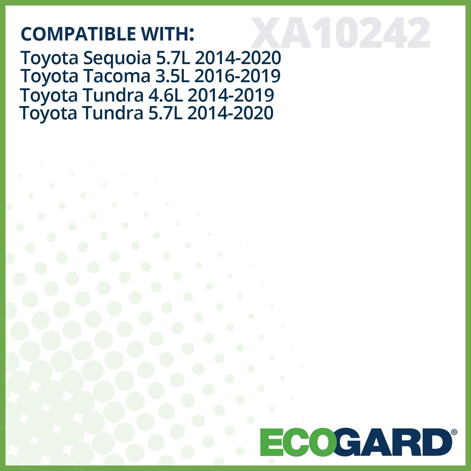 ECOGARD XA10242 Premium Engine Air Filter Fits Toyota Tacoma 3.5L 2016-2021, Tundra 5.7L 2014-2021, Tundra 4.6L 2014-2019, Sequo