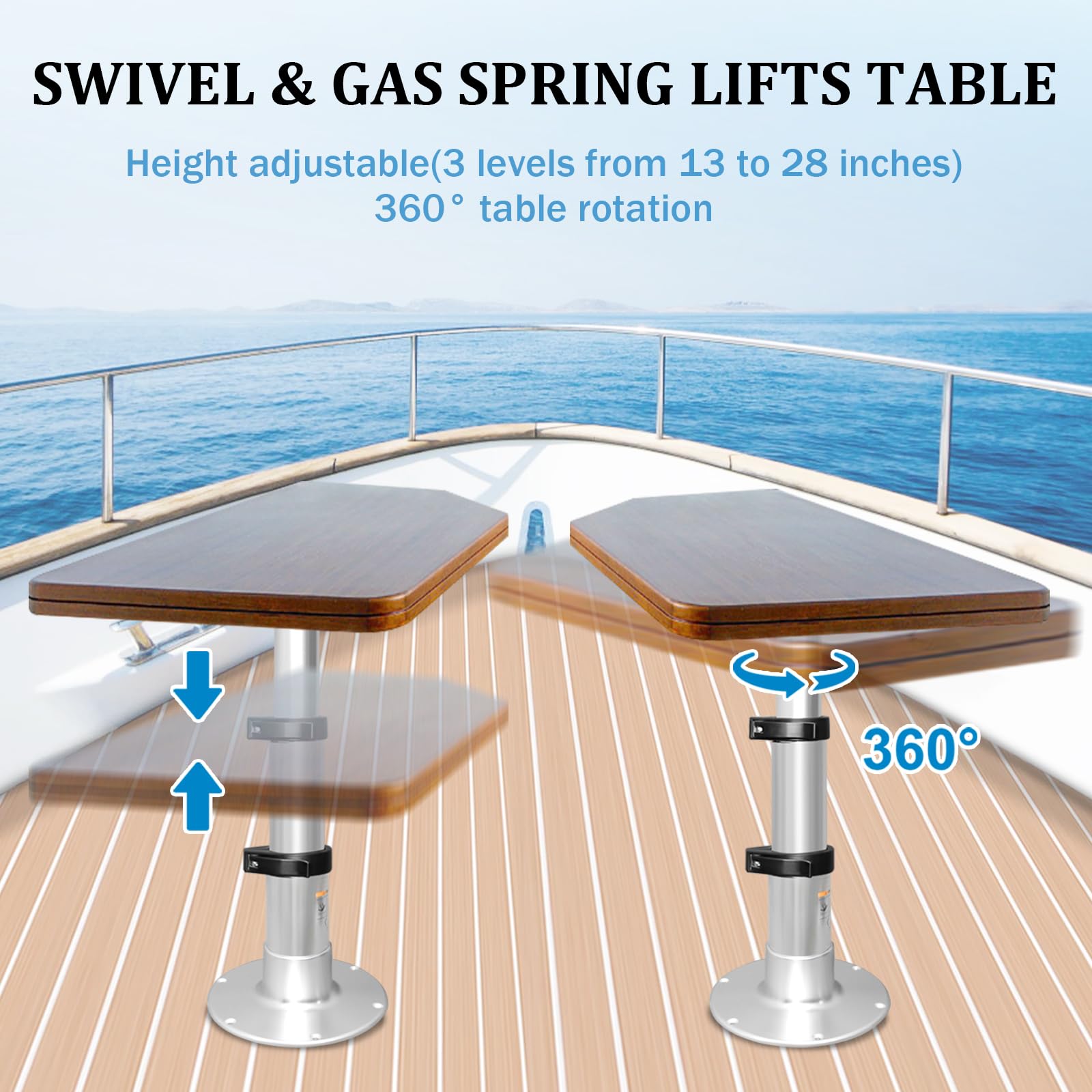 HWHongRV Adjustable RV Table Pedestal Stand Leg, Gas Lift, 3 Levels, 13-28 Inch, White, One-Leg System, Supports Up to 100 Lbs