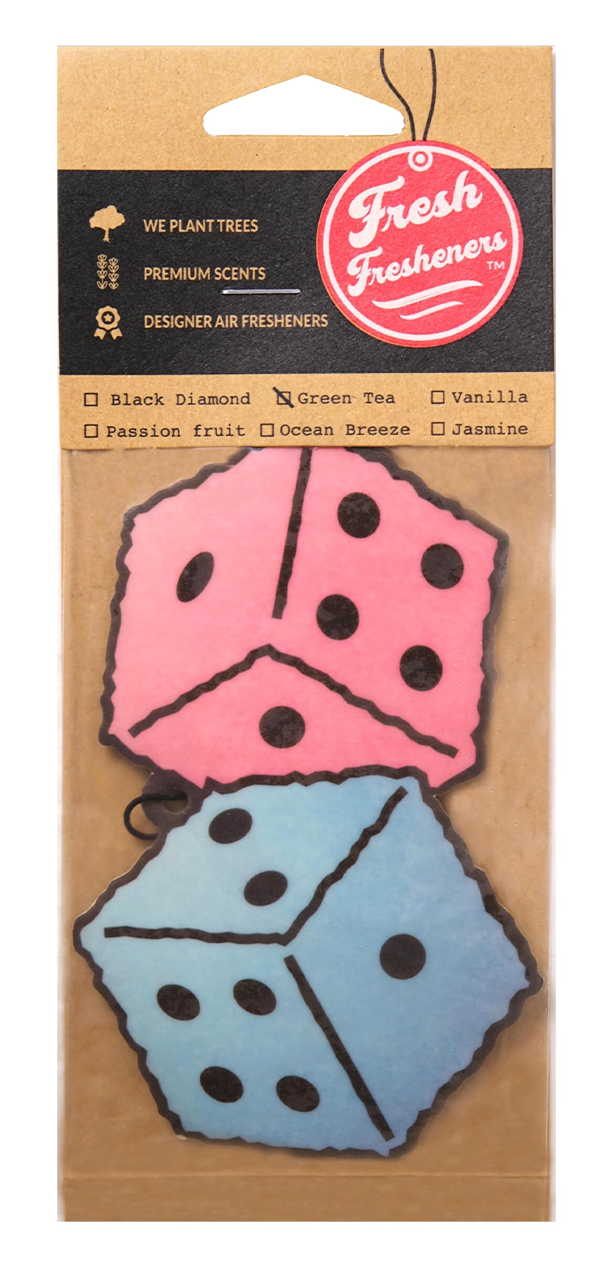 Fresh Fresheners Fuzzy Dice Car Air Freshener 4-Pack