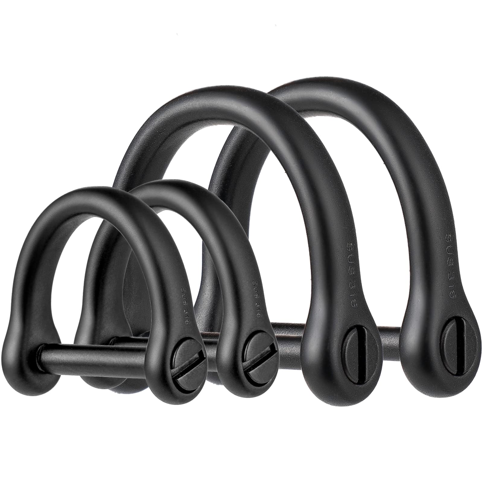 FEGVE D Ring Keychain, Durable D Shape Key Ring for Car keys, Horseshoe Clasp with Screw Shackle -(Load Bearing: 50lb)