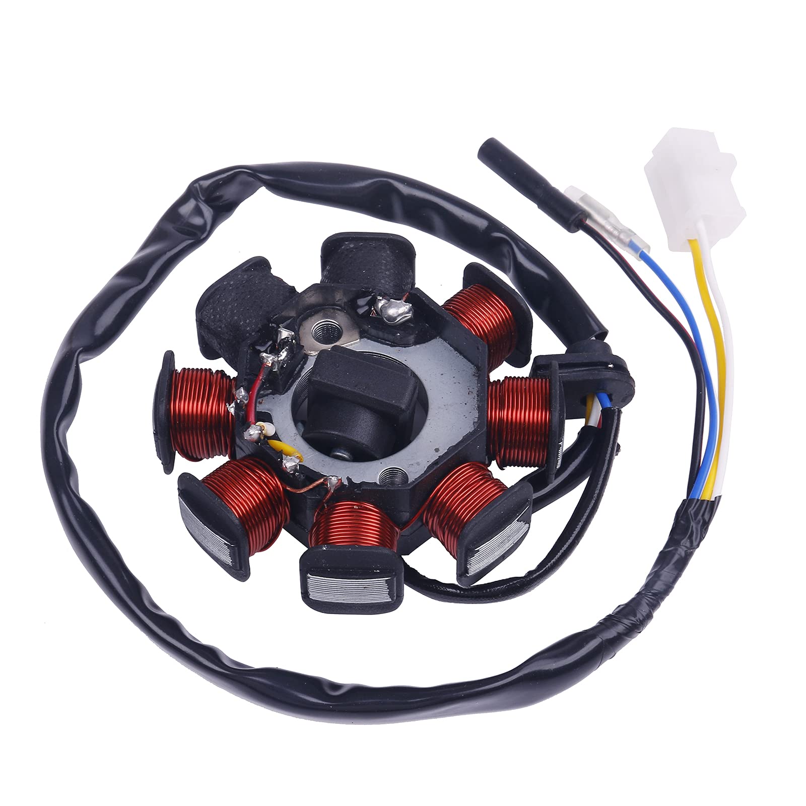 Glixal GY6 49cc 50cc 80cc 100cc 8-Poles Dual Ignition Coils Magneto Stator for 139QMB 139QMA Chinese Scooter Moped ATV Go-kart B