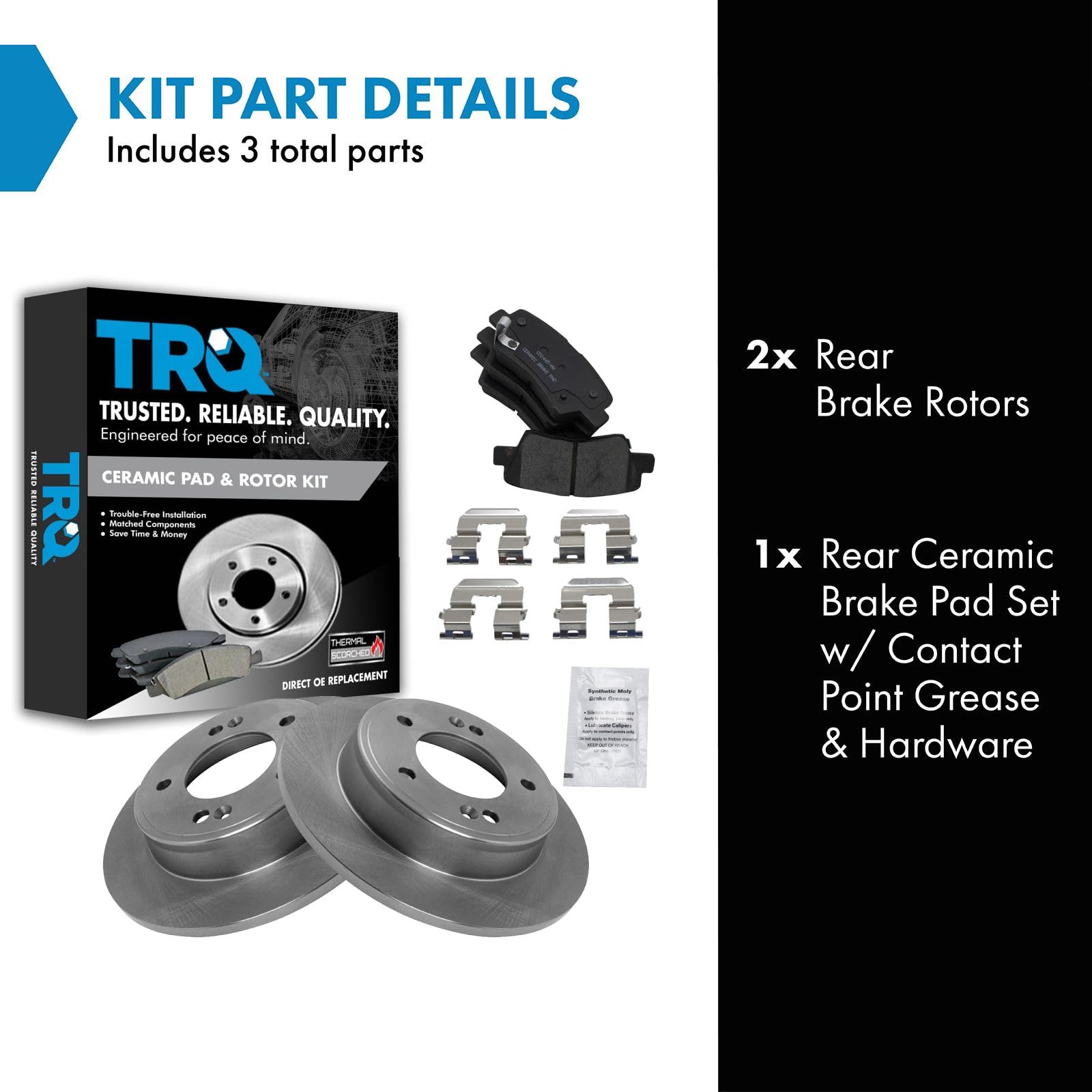 TRQ Rear Brake Pad & Rotor Kit Brake Pads Brake Rotor Ceramic Compatible with 2013-2016 Hyundai Elantra GT 2012-2015 Veloster 20