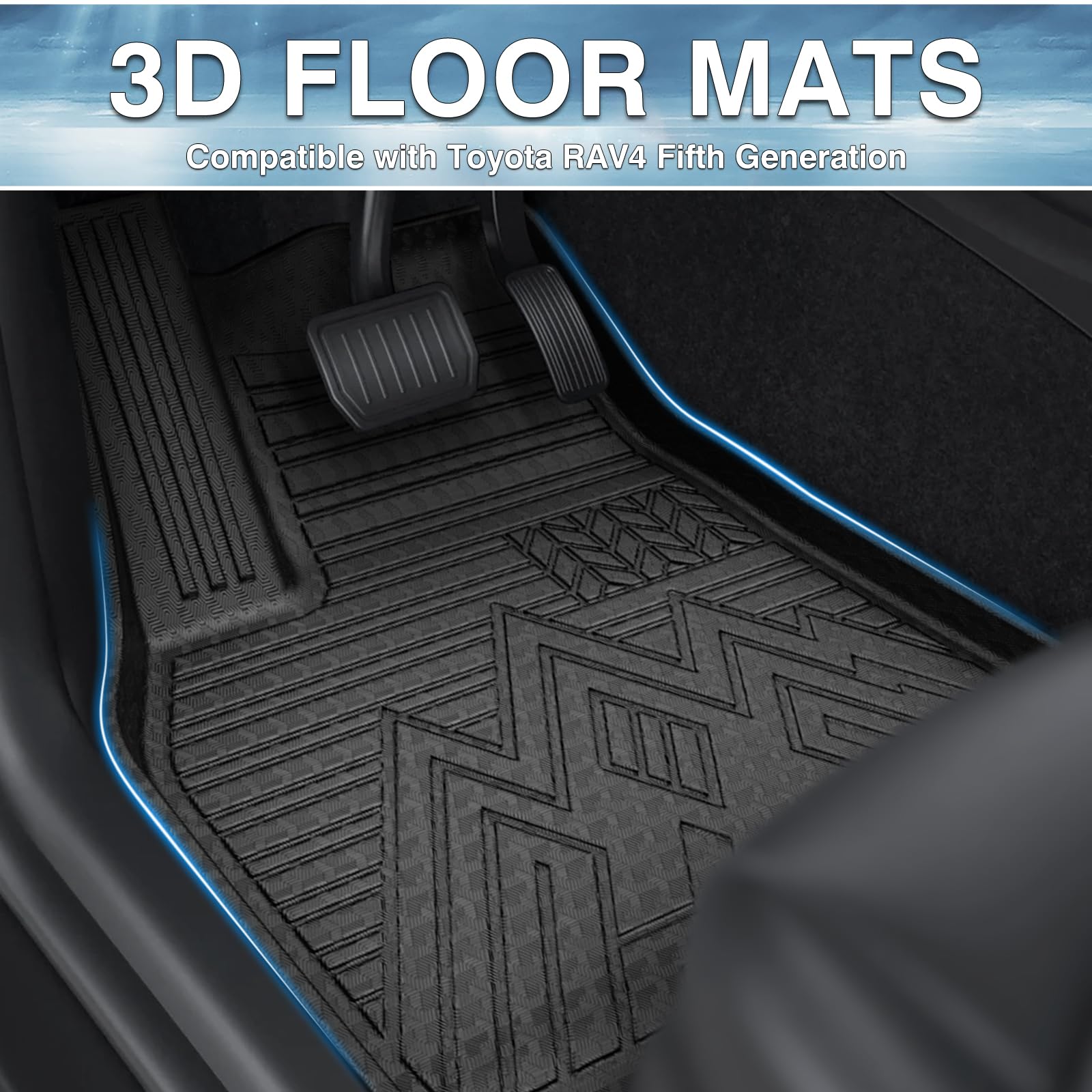 Mixsuper Floor Mats For Toyota Rav4 2019-2025, All Weather Floor Liners For Toyota Rav4 Accessories, Durable 1St And 2Nd Row Set