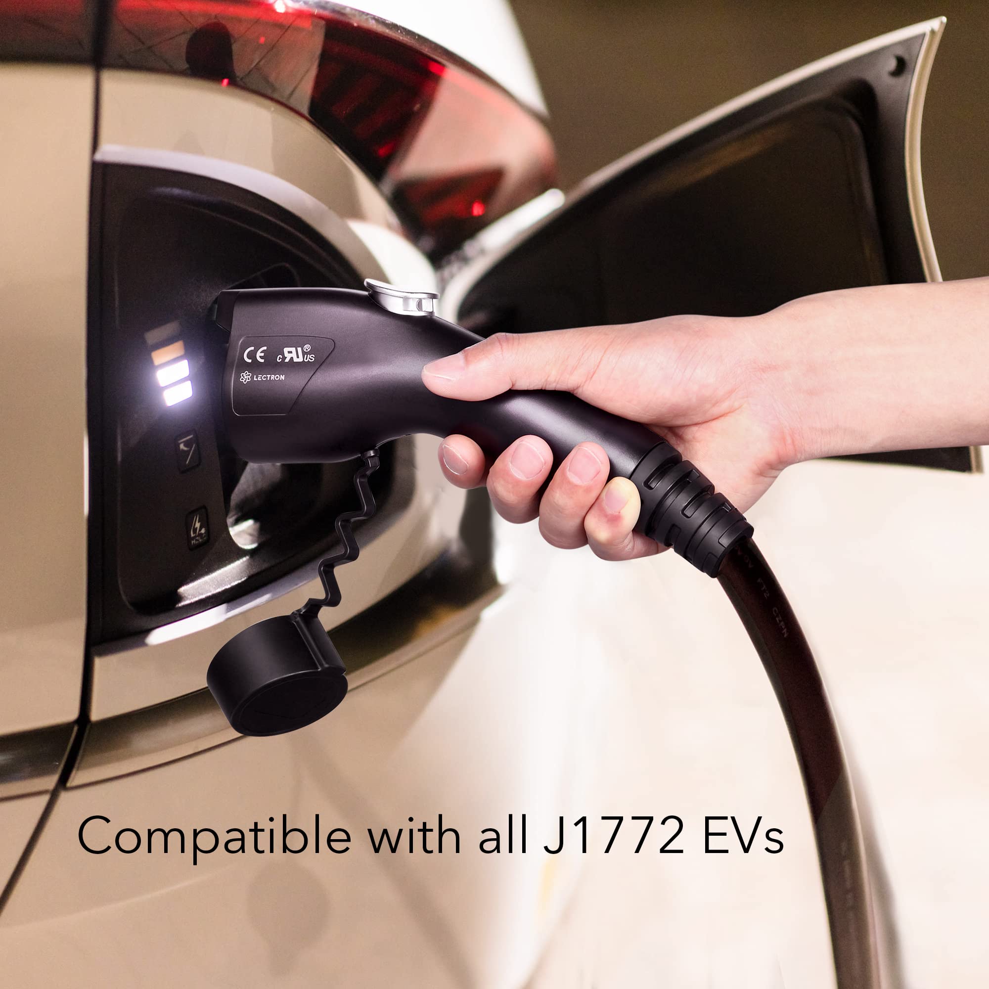 Lectron Level 1 Ev Charger - Etl Certified, 110V, 15 Amp, 16 Ft Extension Cord & J1772 Cable - Portable Electric Car Charger For