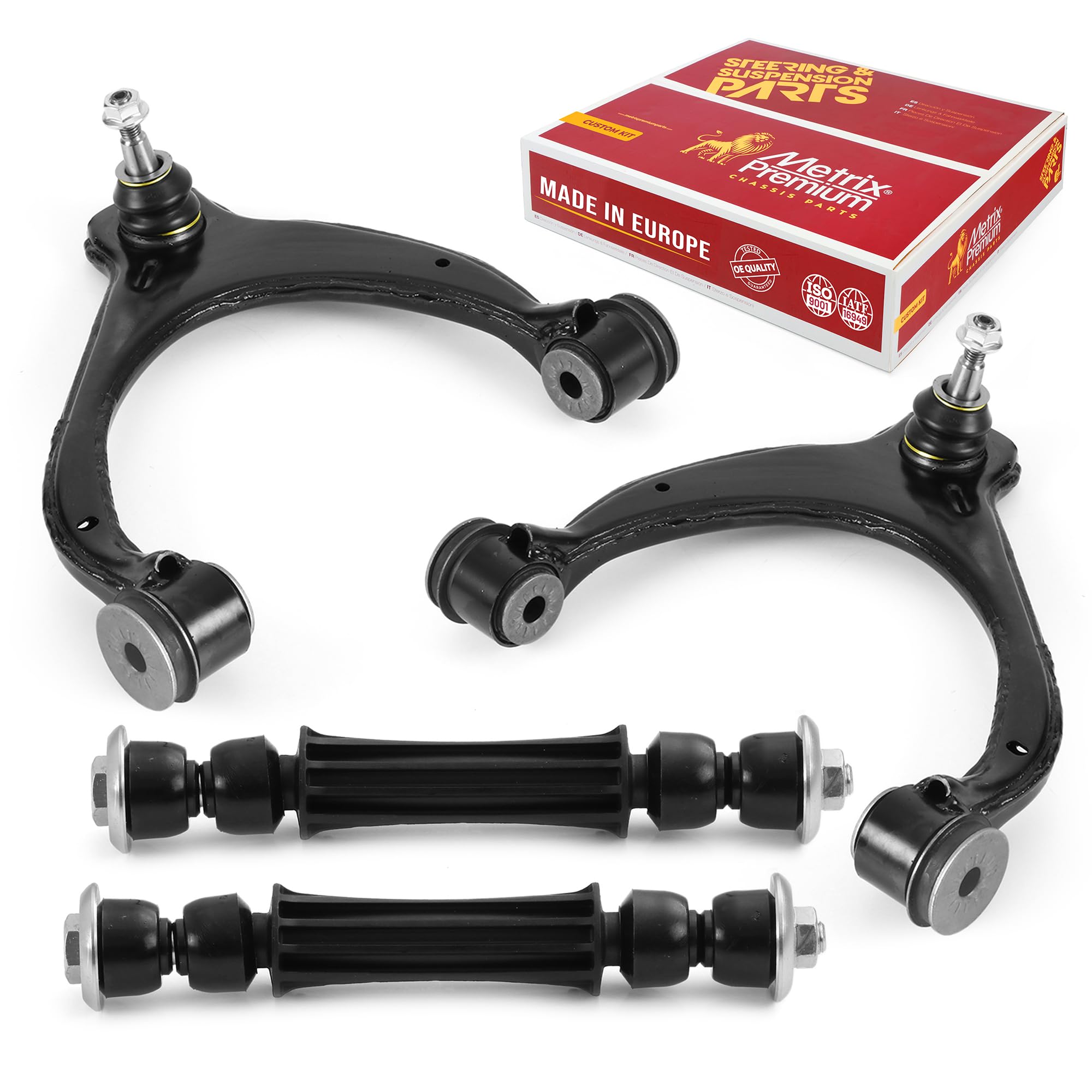 Metrix Premium Chassis Parts - 4 Pc Front Upper Control Arm & Front Sway Bar Stabilizer End Link Kit Fits 15-16 Chevrolet Tahoe,