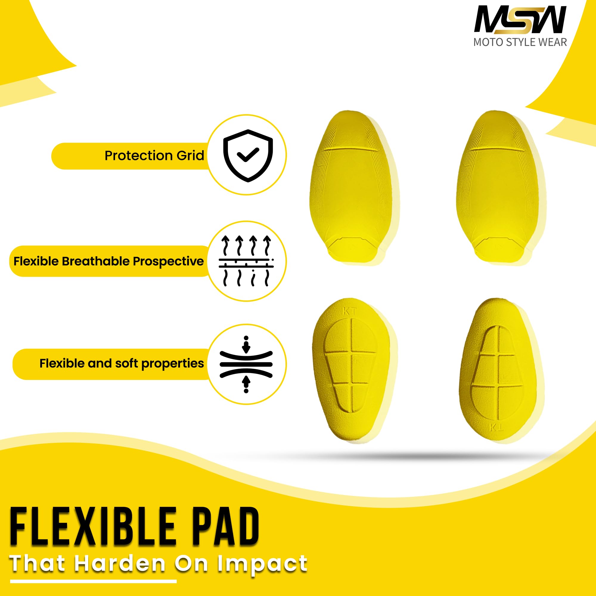MOTOSTYLEWEAR - CE Level 2 Certified Armor Pads Pack of 4 Pieces l Level 2 Approved Knee and Hip Protectors for Women and Men Mo
