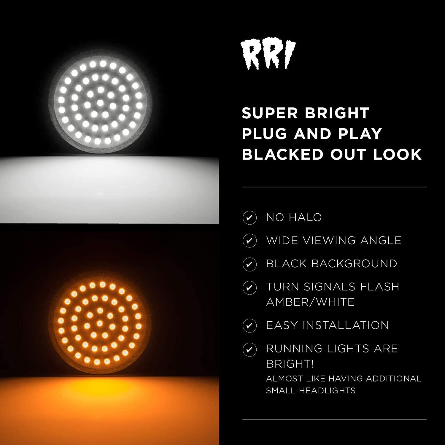 Rogue Rider Industries LED Turn Signal Light Kit - Front & Rear, 1157 White/Amber & Red, Compatible with Harley Davidson