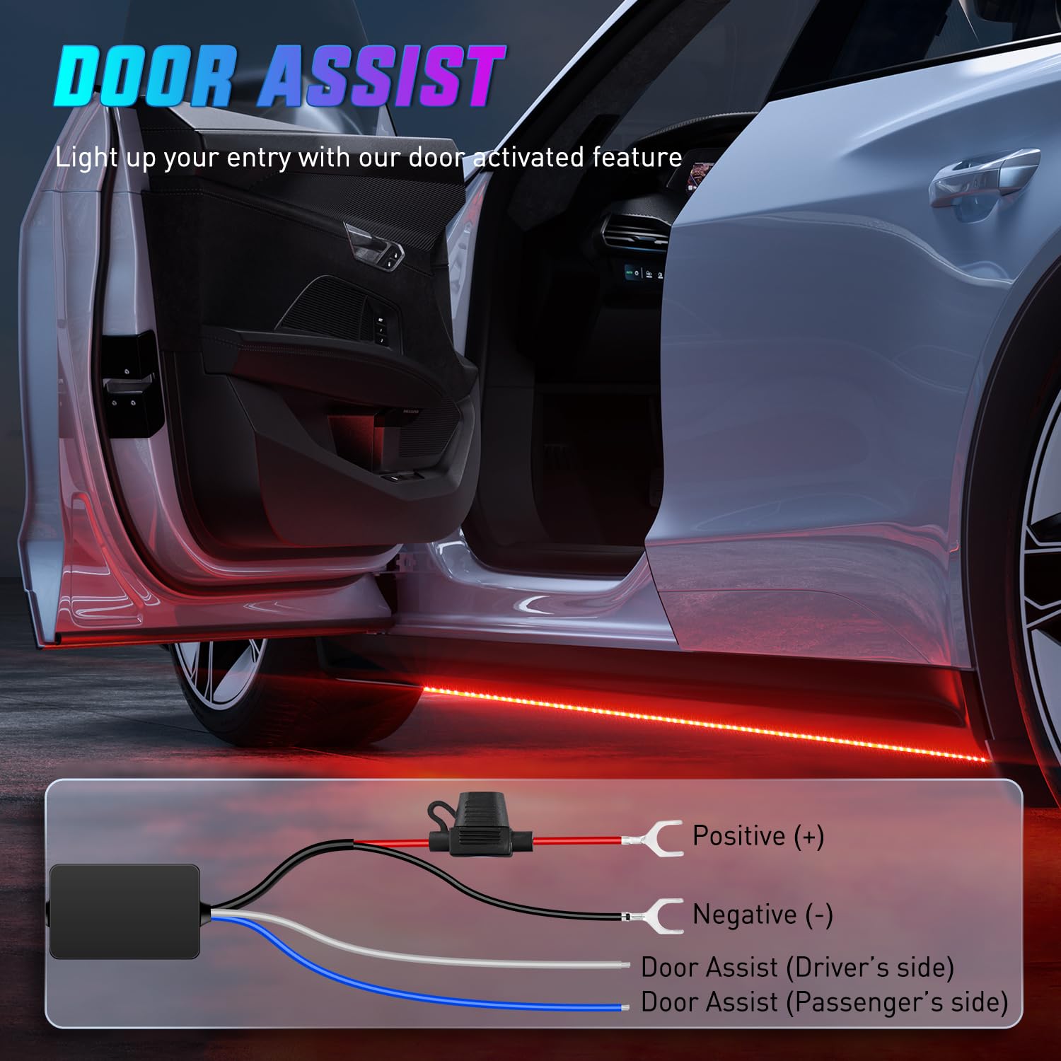 Nilight 4Pcs Aluminum Underglow Neon Accent Strip Lights 396 Leds Rgb Door Assist Multi Color Diy Sound Active Function Music Mo