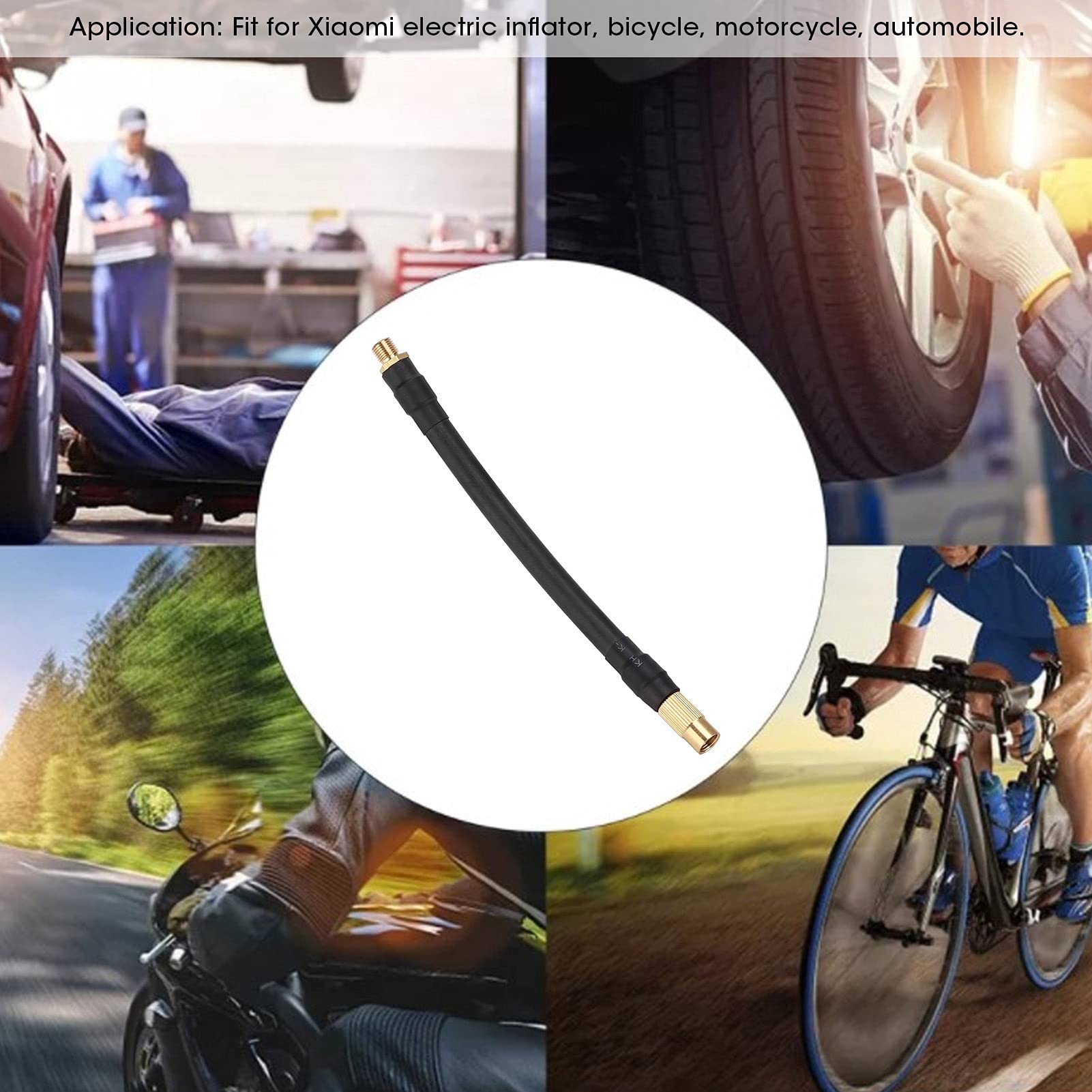 Qiilu Portable Compressor Air Extension Hose, 6.3In Tire Inflator Extension Hose Air Pump Tube Fit For Electric Inflator Bicycle Motorcycle Automobile