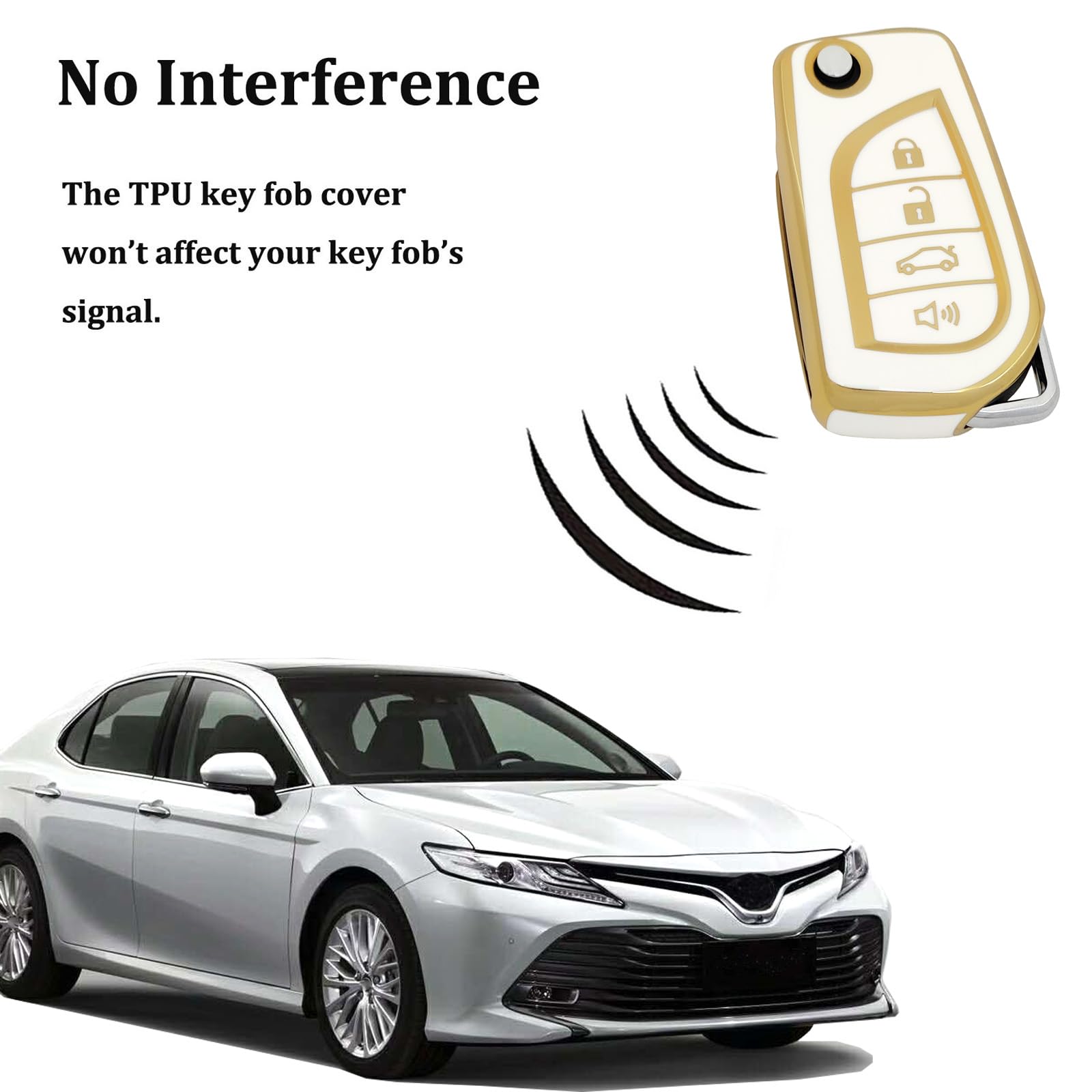 Arruweer Key Fob Cover For Toyota Soft Tpu Flip Key Fob Case Holder Protector Compatiable With Avalon Camry Corolla Fortuner Hig