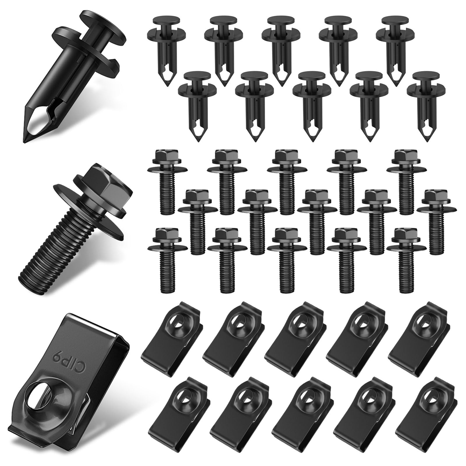 BOECIOG 35PCS Engine Under Cover Splash Shield Guard Body Bolts Screws, Front Bumper Fender Liner Push Retainer Fastener Rivet C