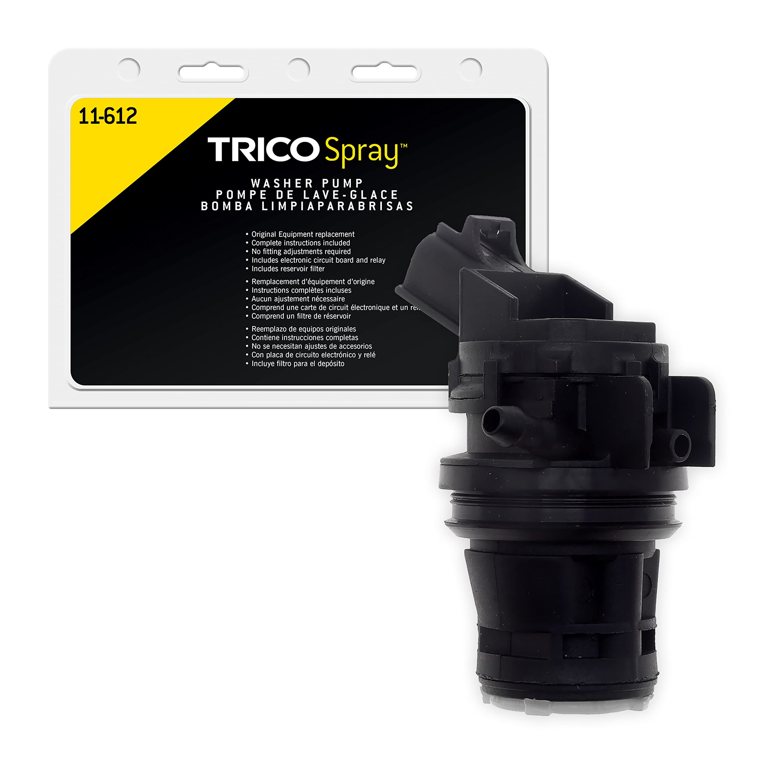 TRICO Spray Windshield Washer Pump (11612) Fits Select Honda, Lexus, Mazda, Pontiac, Scion, and Toyota Model Years