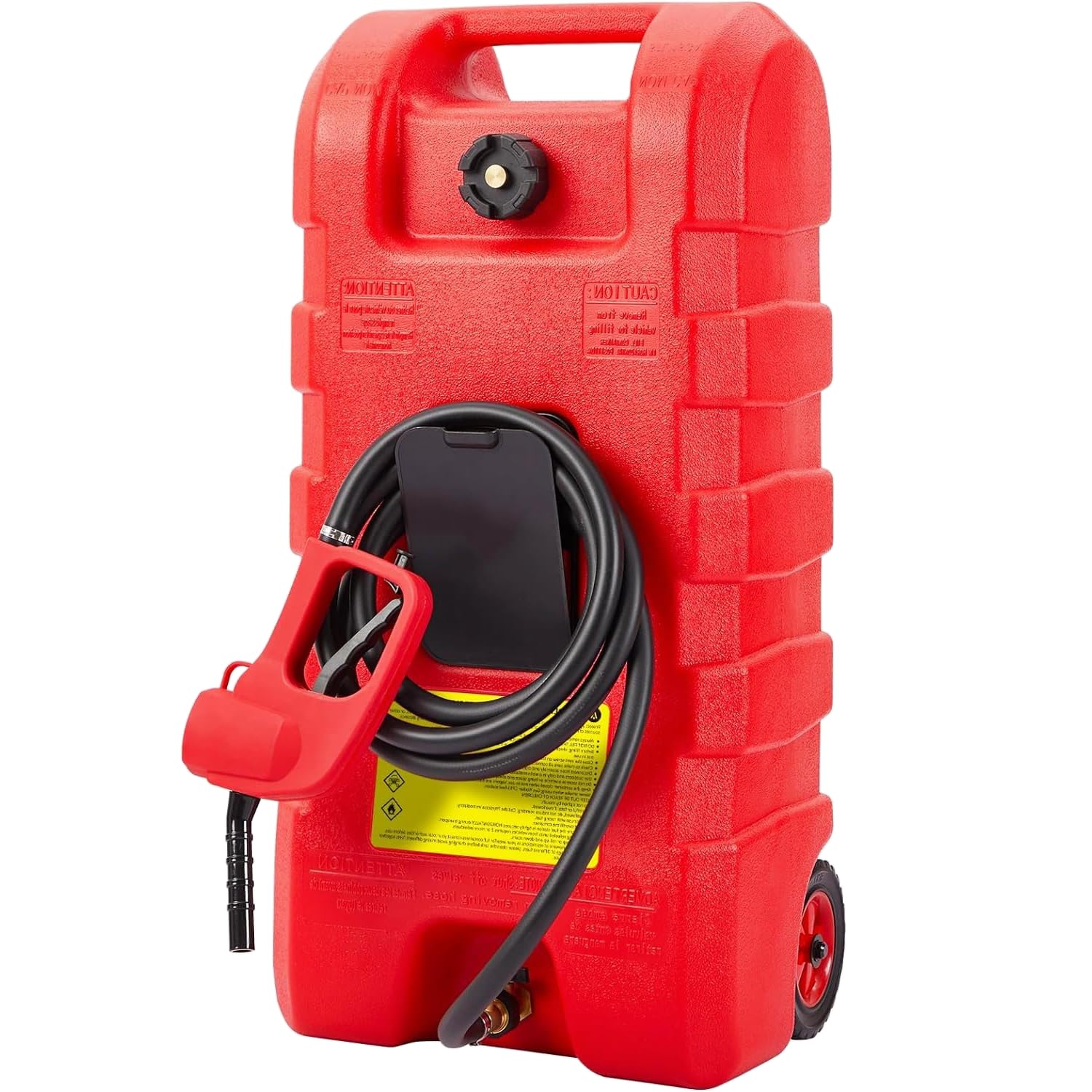 15 Gallon Fuel Caddy, Heavy-Duty Fuel Tank with Manual Transfer Pump & 10FT Hose, Portable Gas Can with Wheels, Leak-Proof Gas C