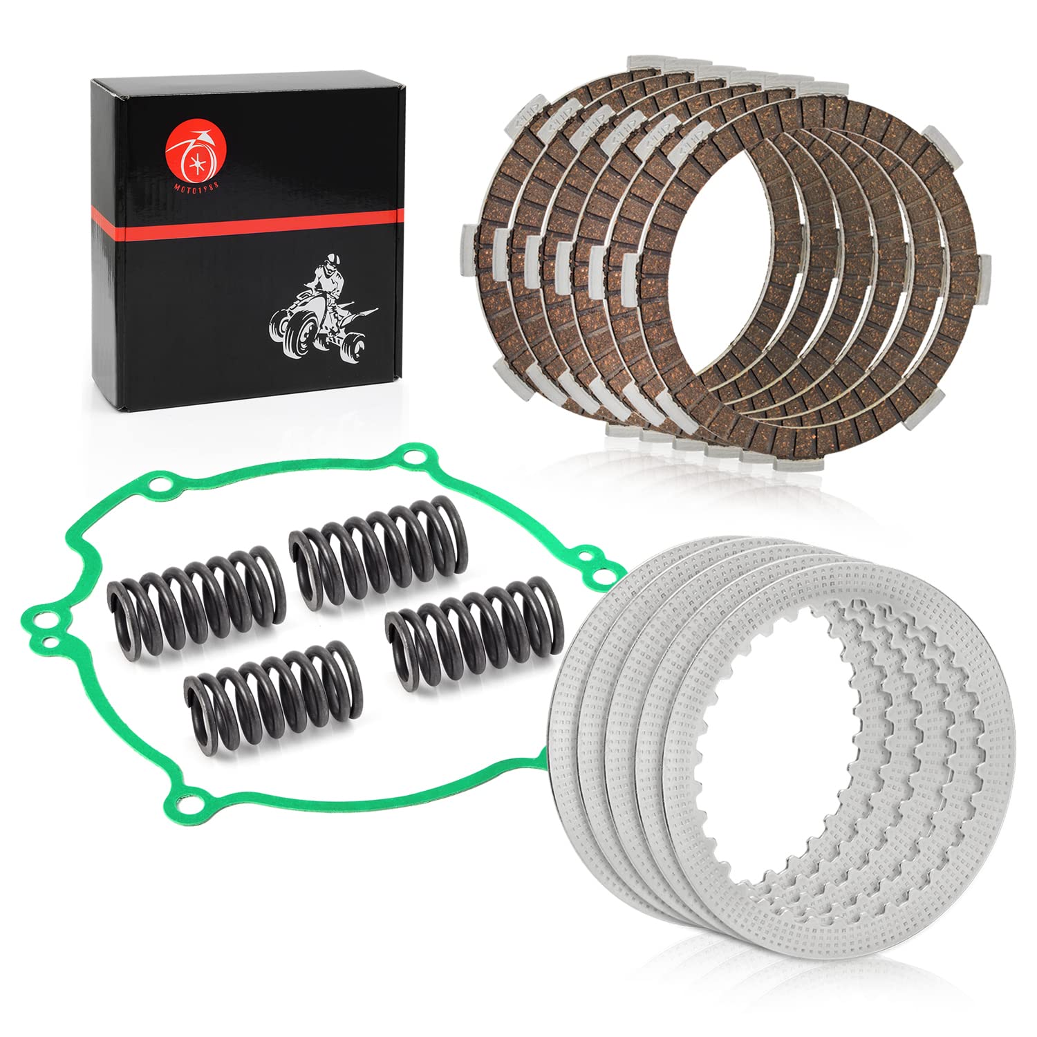 MOTO1988 Heavy Duty Clutch Kit with Springs & Gasket for Kawasaki KX80 KX85 KX100 1998-2021, Model 13088-1016, Alloy