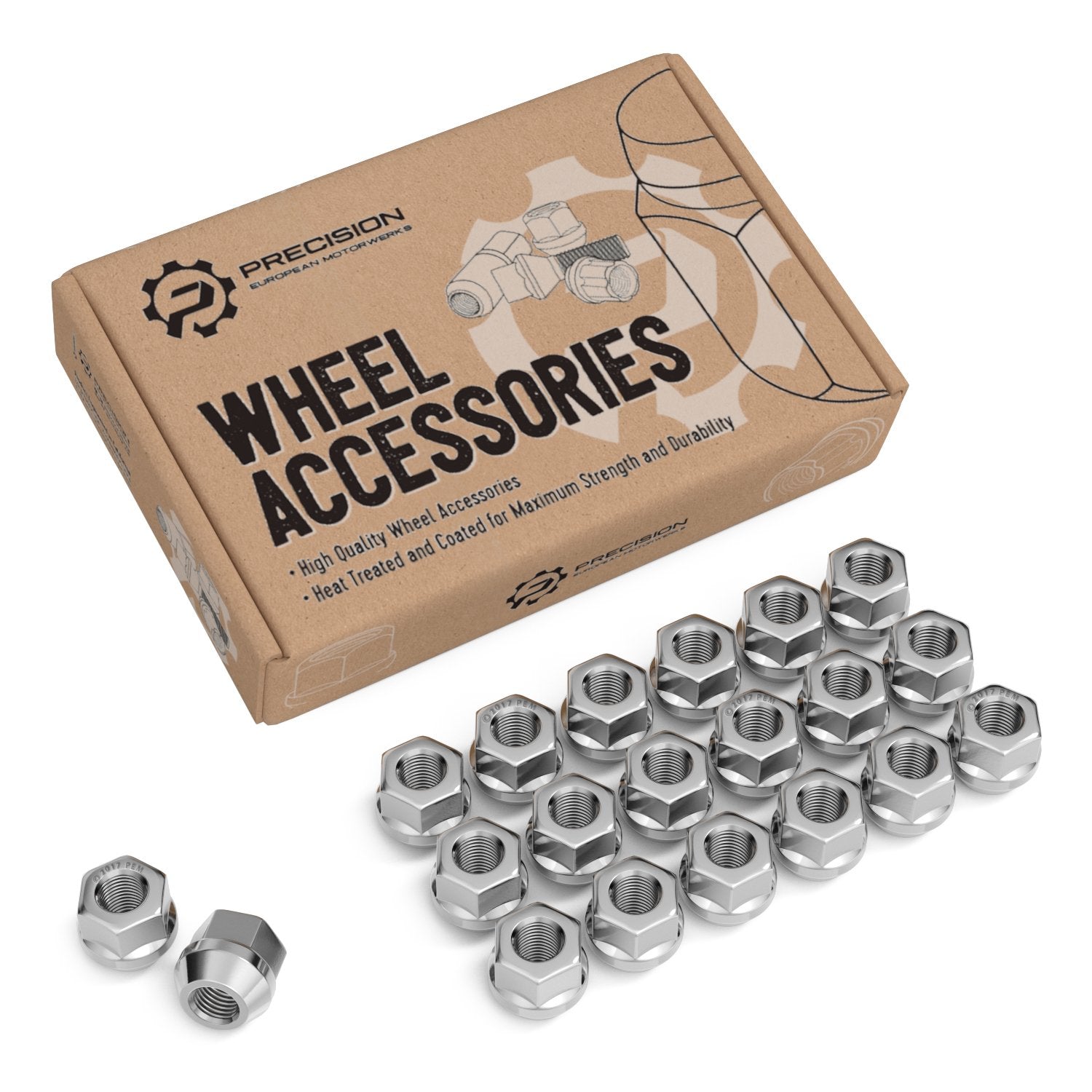 20pcs Chrome Open End Lug Nuts - 7/16x20 Threads - 0.81 Length - Cone Conical Taper Acorn Seat - 19mm 3/4 Hex - Compatible with 