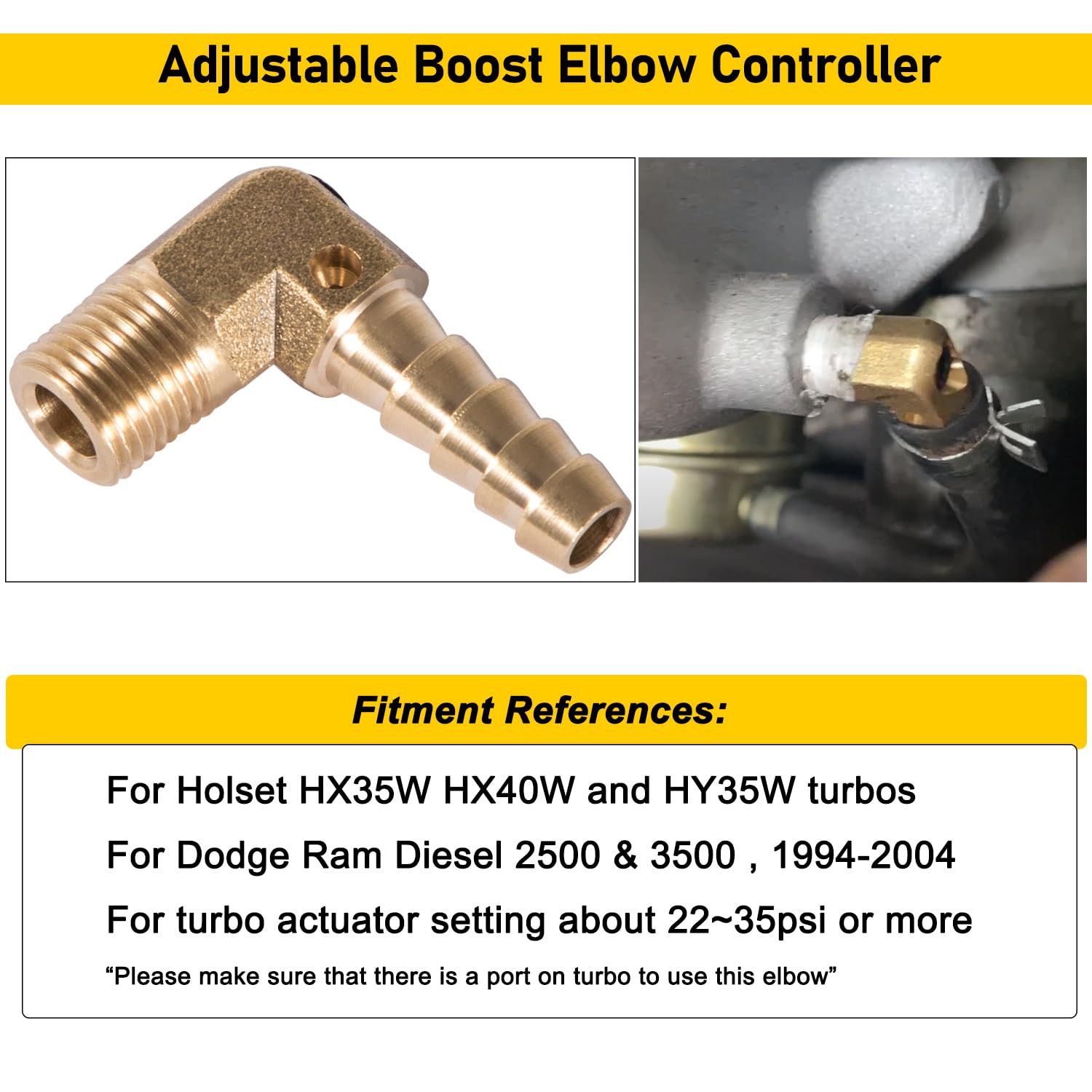 Camoo Adjustable Boost Elbow Controller & 2095 Rack Cap for Dodge Cummins 1994-1998, P7100 Injection Pumps, Aluminum