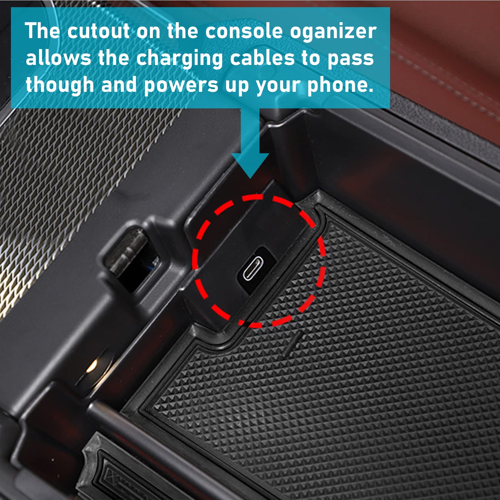 Jaronx BMW Center Console Organizer for 3 Series G20 2019-2024, 4 Series G22 i4 2021-2024, Rubber Plastic Storage Box