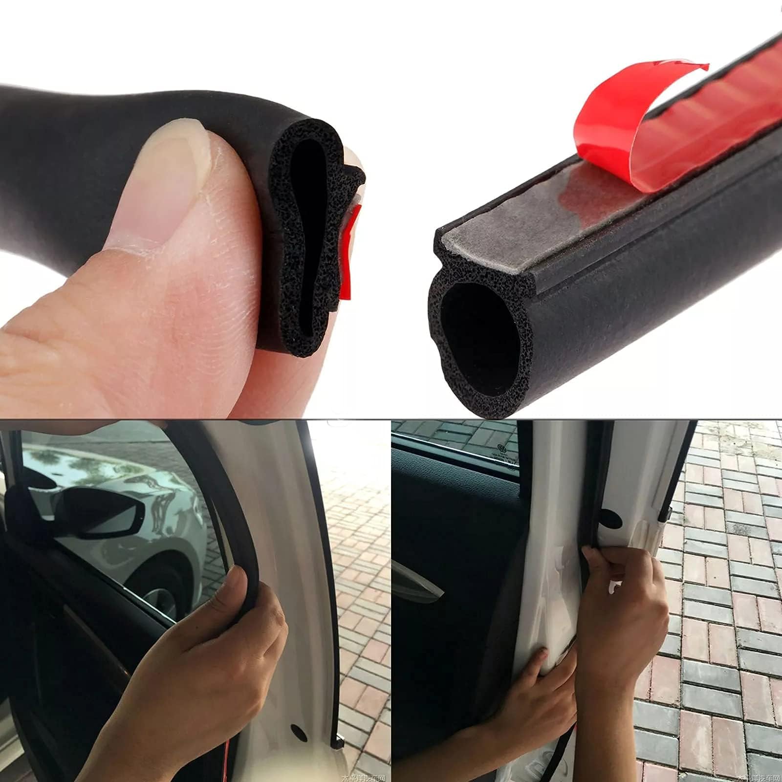 GoldWheel 3/4''  3/4'' D-Shape Weather Stripping 8FT Heavy Duty Bulb Seal Car Door Window Rubber Seal Strip Hollow Gasket Weathe