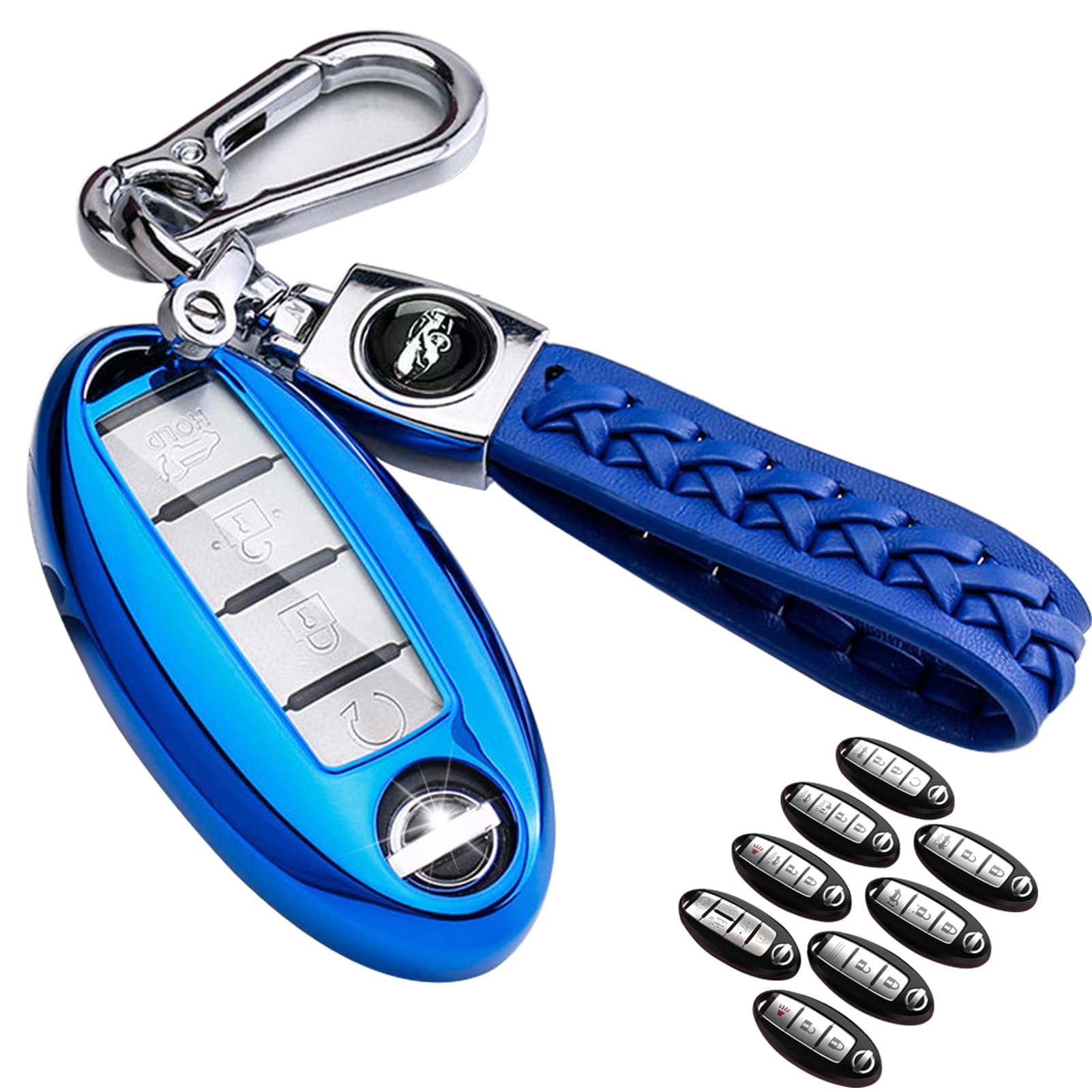 Loryvan For Nissan Key Fob Cover Soft Tpu 360 Degree Protection Key Case With Leather Keychain For Nissan Altima Maxima Murano R