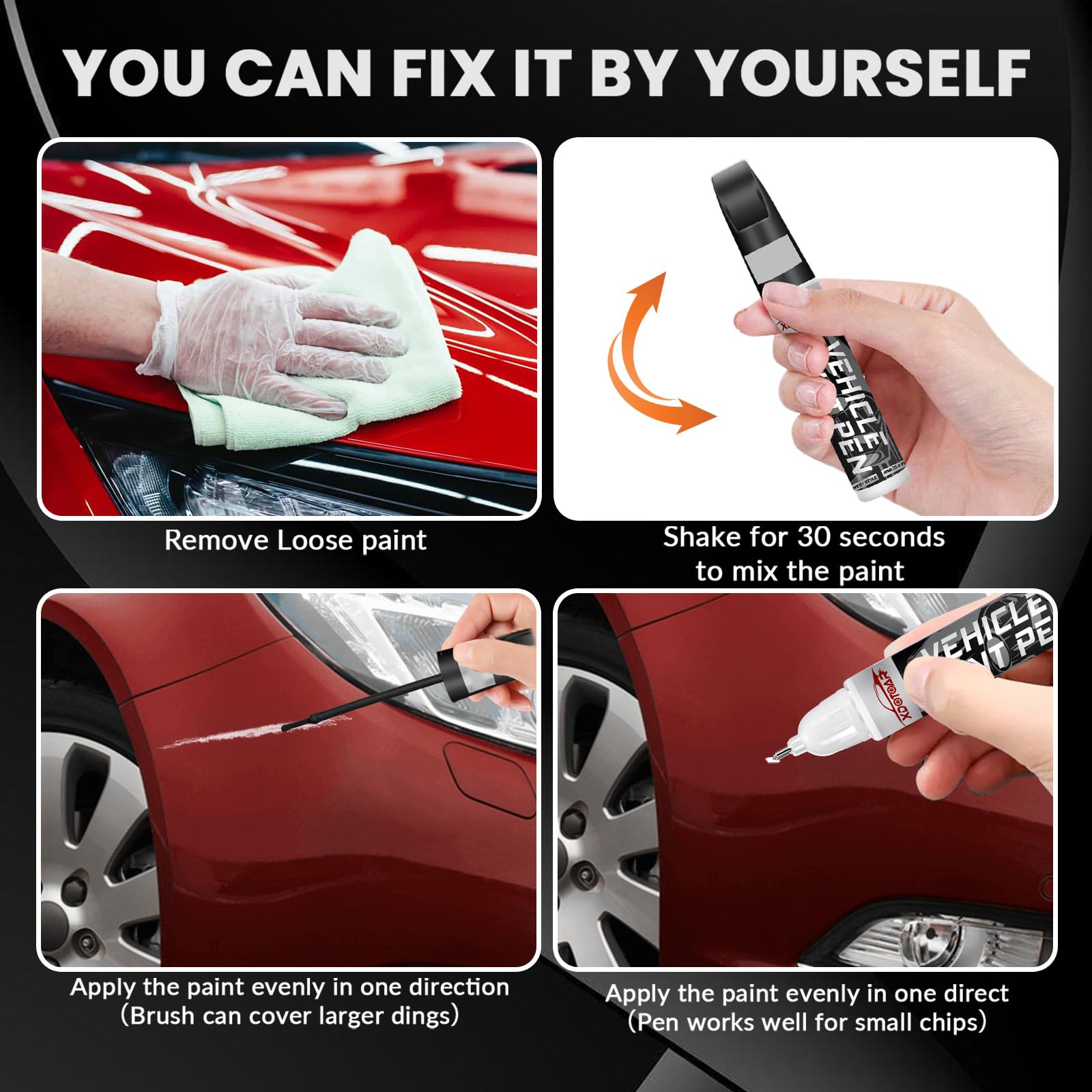 Pearl Red Touch Up Paint For Cars, Color Accurate Auto Paint, Professional Automotive Scratch Repair, Lasting Auto Scratch Remov
