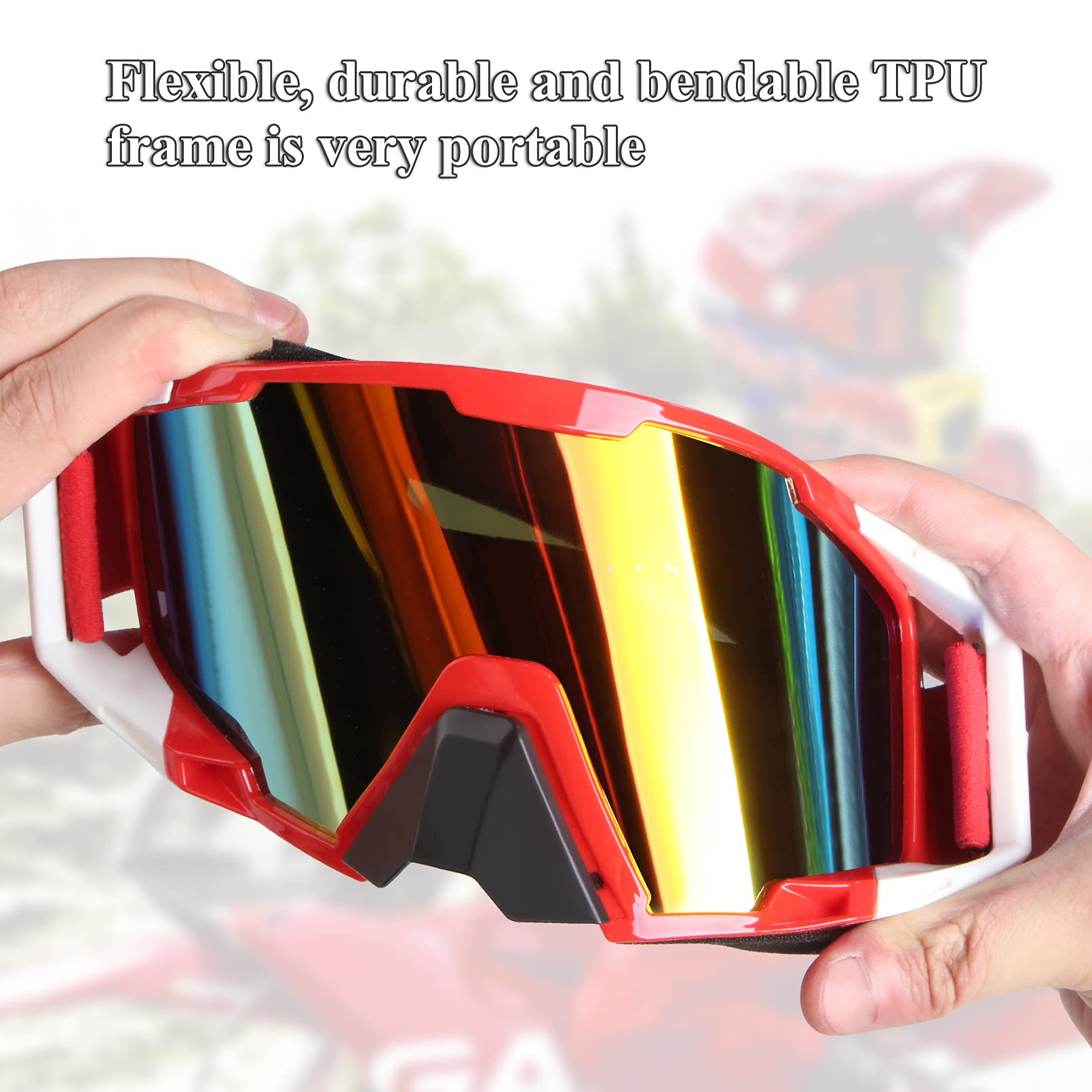 Xyop Atv Goggles Dirt Bike Goggles Motorcycle Motocross Goggles Wide Vision Glasses Bike Riding Goggles Ski Goggle Uv400 Anti-Fog Scratch Windproof Dustproof For Men Women Youth Kids Colorful Lens