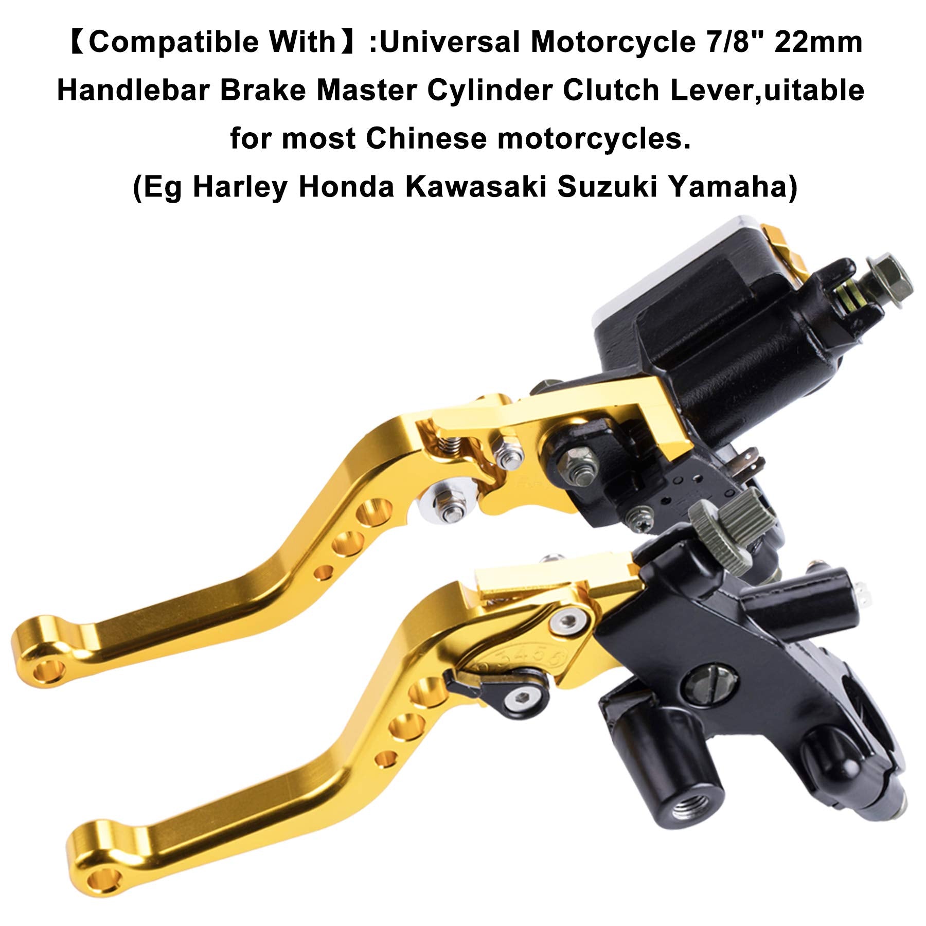 Mrelc Universal Motorcycle 7/8'' 22Mm Handlebar Brake Master Cylinder Clutch Lever Cnc Left & Right Set Compatible With Harley H