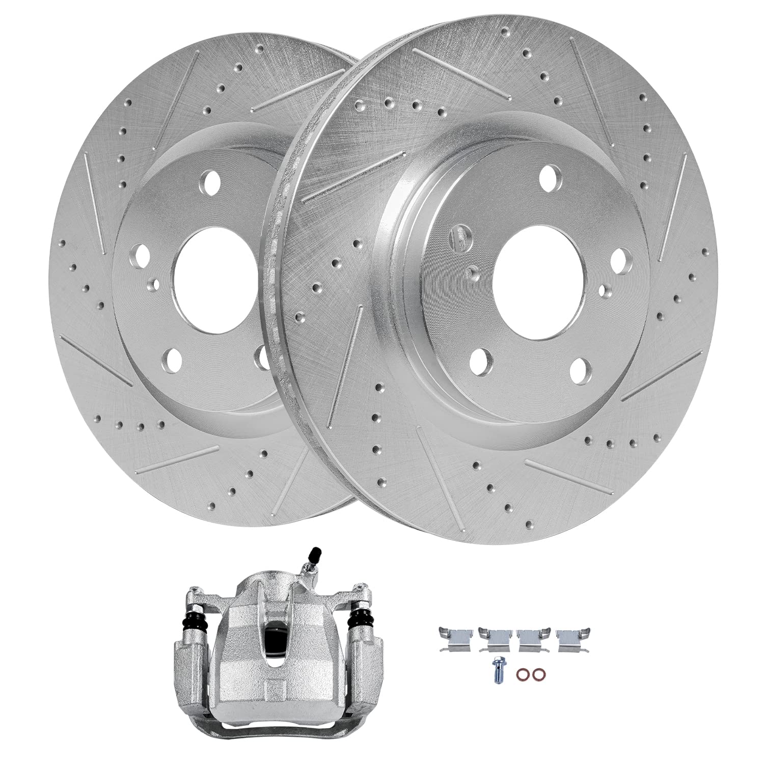 Detroit Axle - Front Brake Kit for Toyota RAV4 Matrix Mirai Corolla iM Scion tC iM Pontiac Vibe Drilled & Slotted Brakes Rotors 